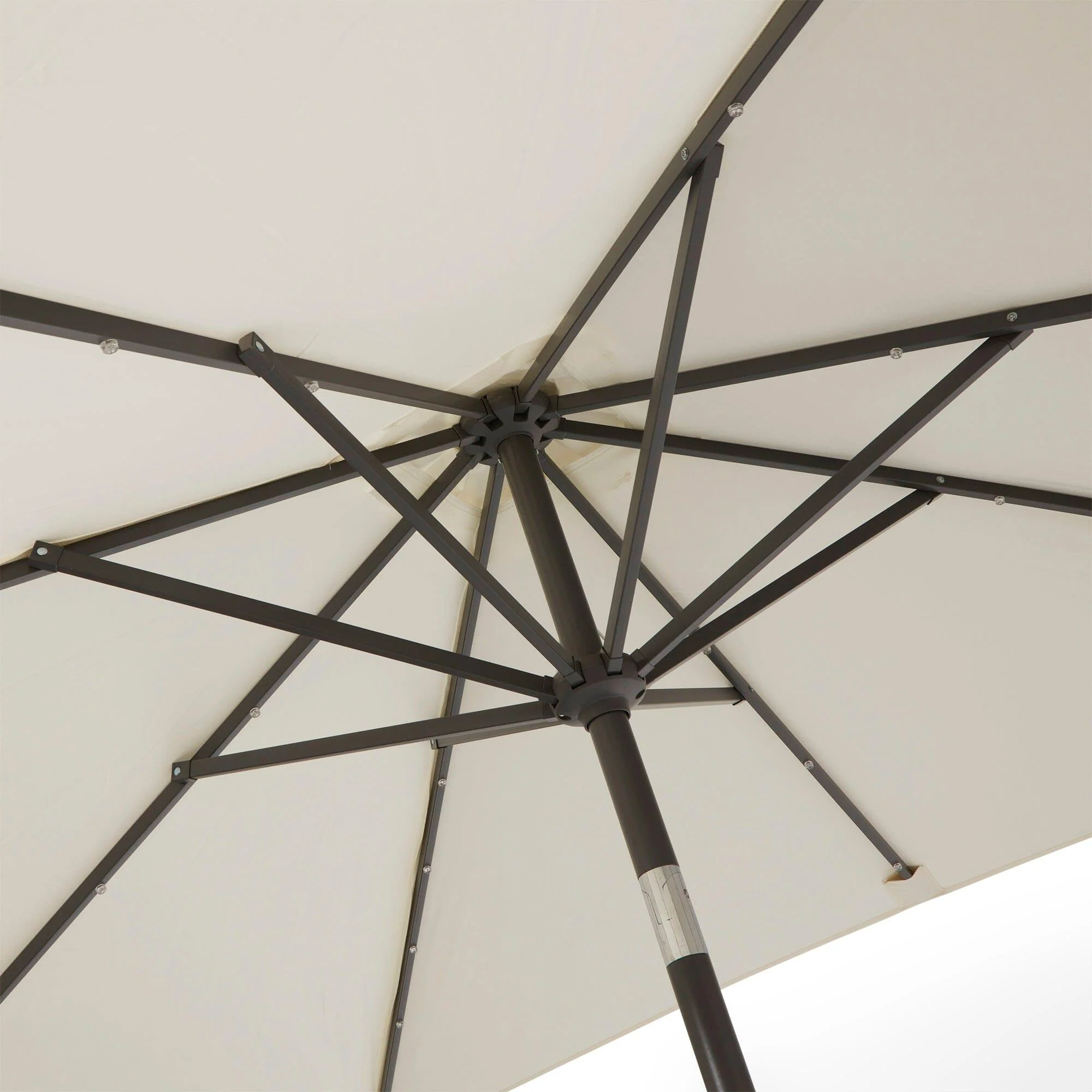 Cube 10 Seater Rattan Outdoor Dining Set with Cream LED Premium Parasol - Natural Brown Weave Polywood Top - Image 13