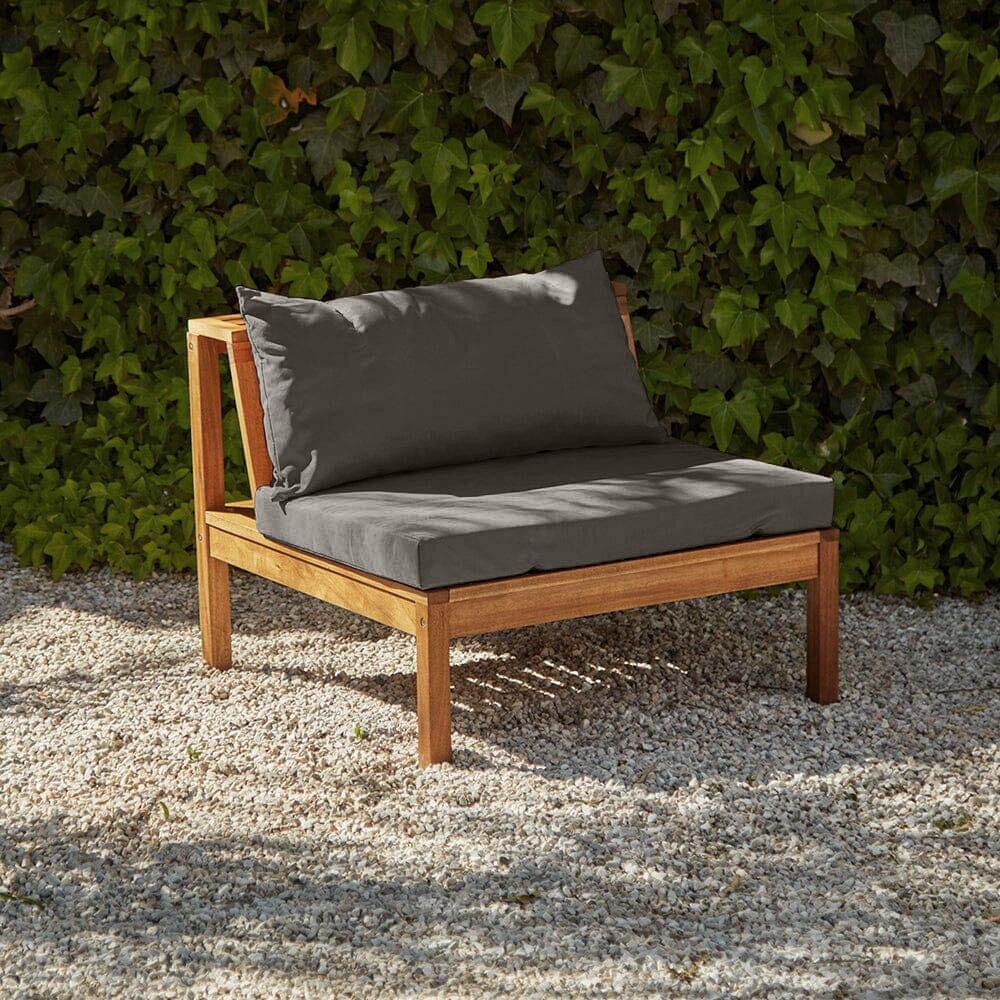Dakota Wooden Garden Corner Sofa Set with Cream Parasol - Grey Cushions - Image 5