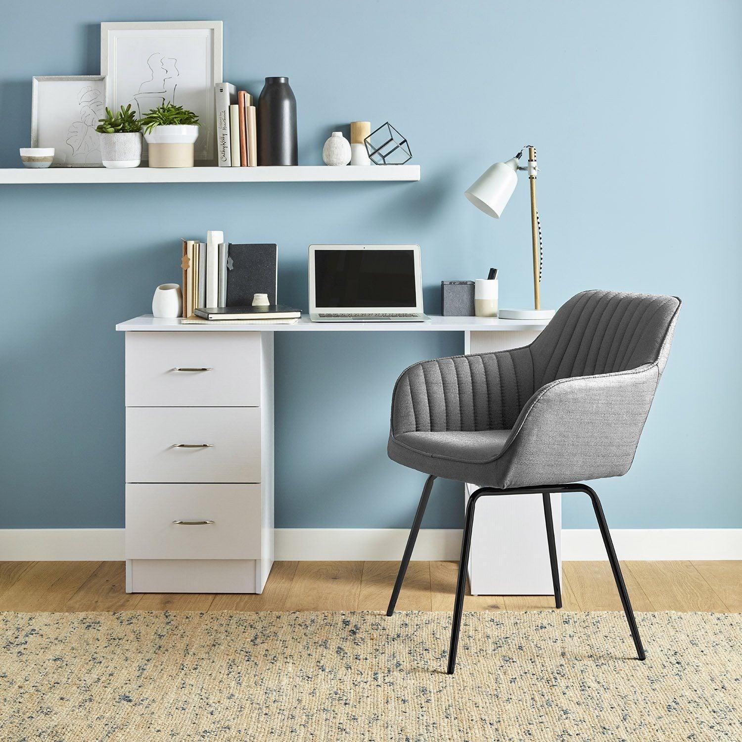 Darcy Office Swivel Chair - Grey with Black Legs - Image 4