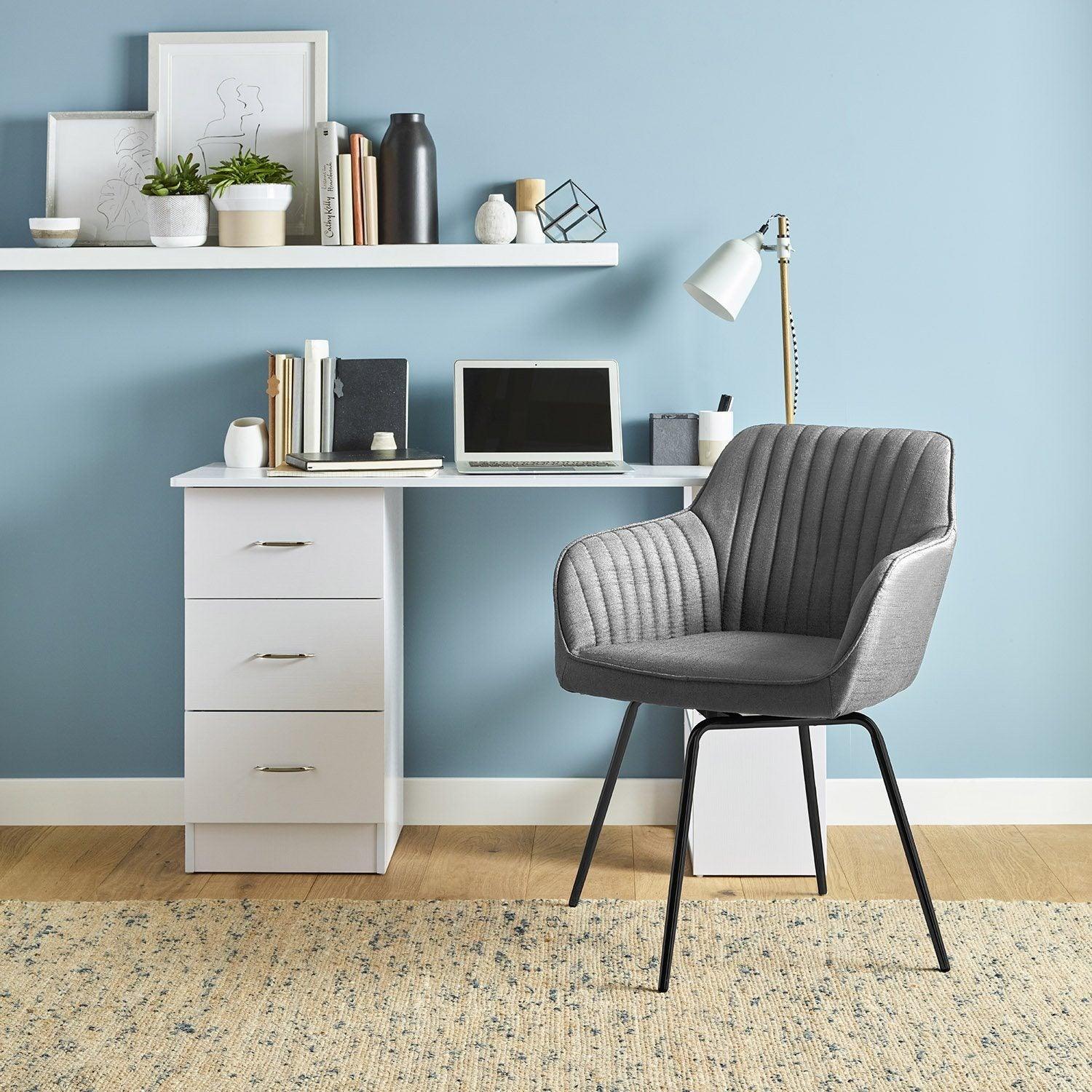 Darcy Office Swivel Chair - Grey with Black Legs - Image 5