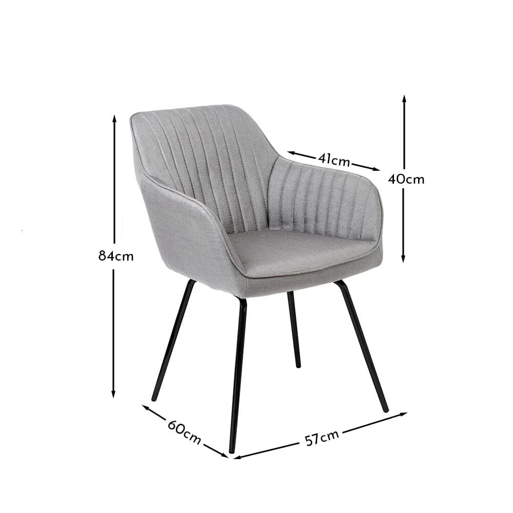 Darcy Office Swivel Chair - Grey with Black Legs - Image 8