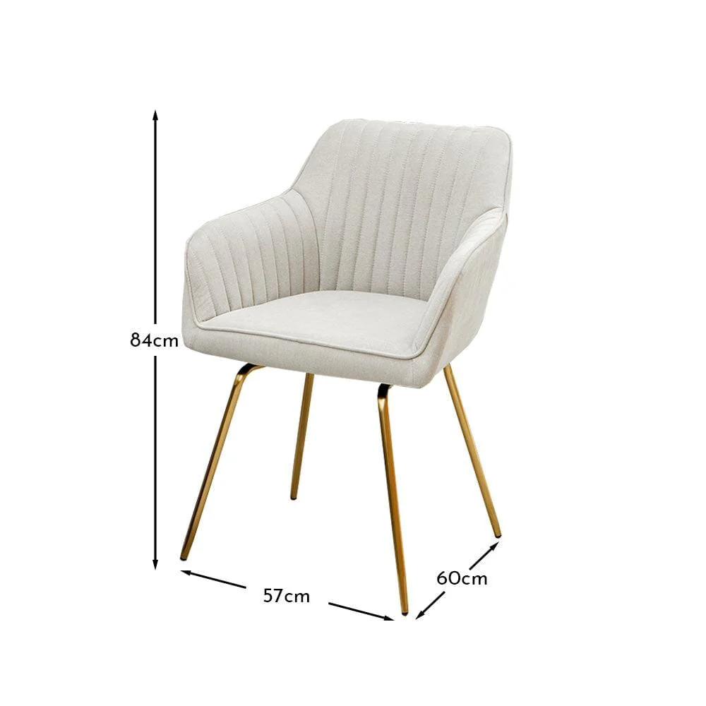 Outlet - Darcy Swivel Chair - Soft Beige with Gold Legs - Image 6