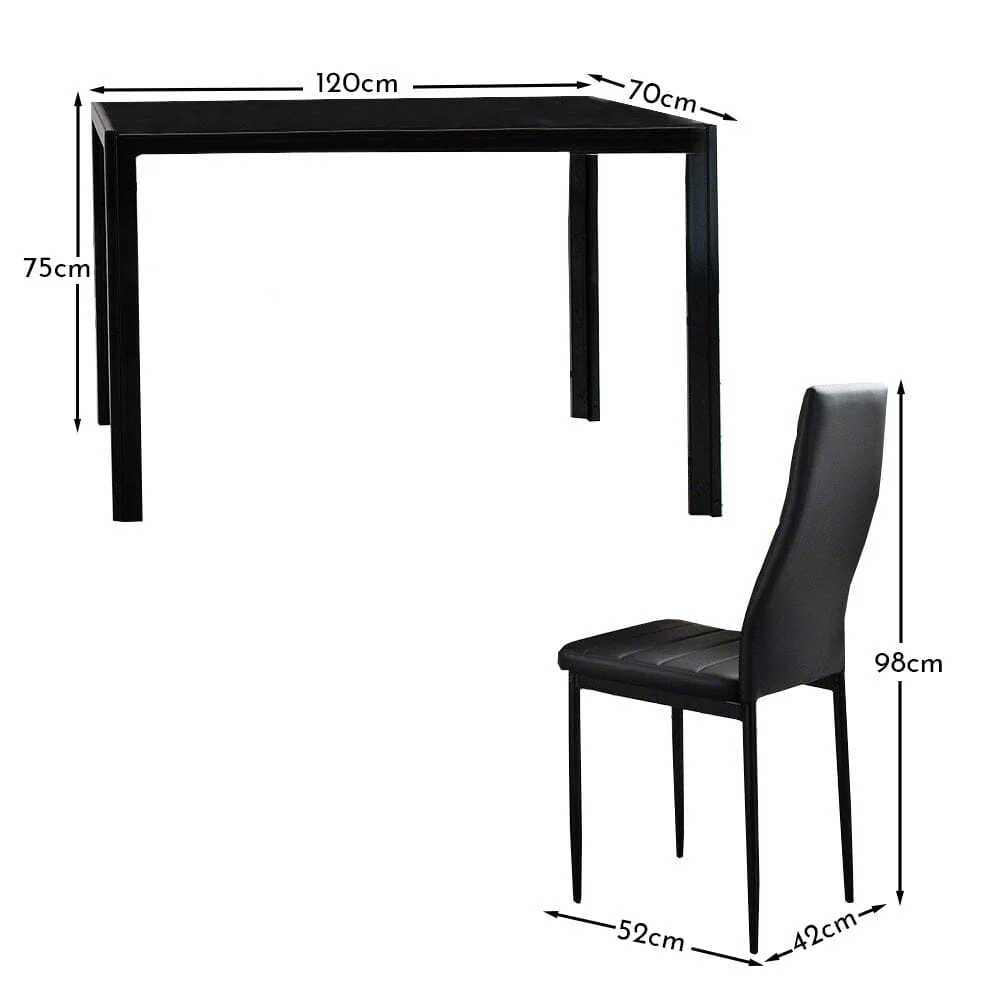 Anya Glass Dining Table Set - 4 Seater - Black - Image 9