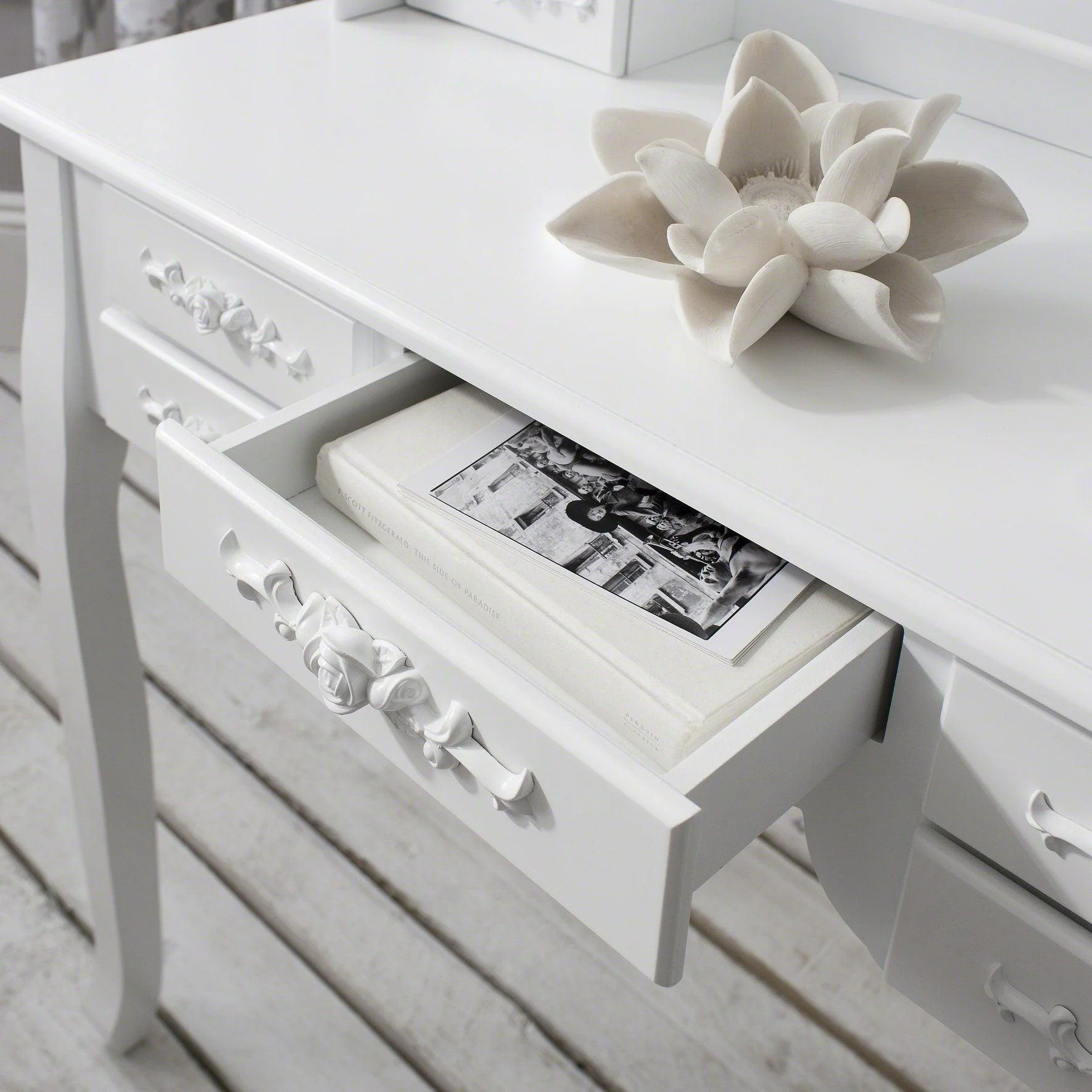 Monaco White Dressing Table with Mirror & Stool - Image 5