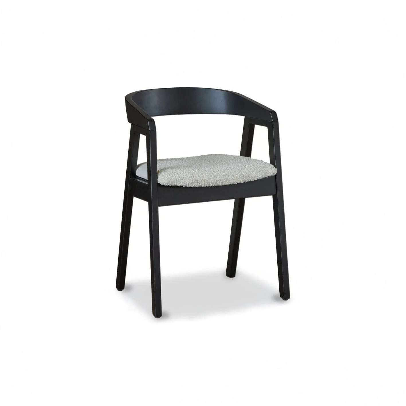 Paul Black Oak Extending Dining Table Set - 6 Seater - Ella Off White Boucle Carver Chairs - Black Oak Legs - Image 8