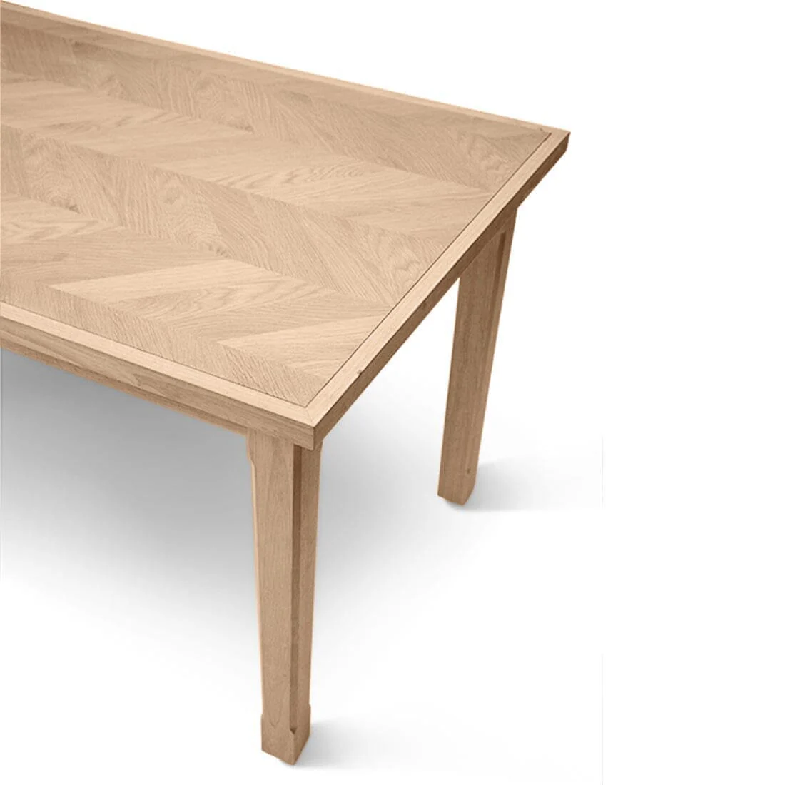 Ella Pale Oak Wood Parquet Dining Table - Image 4