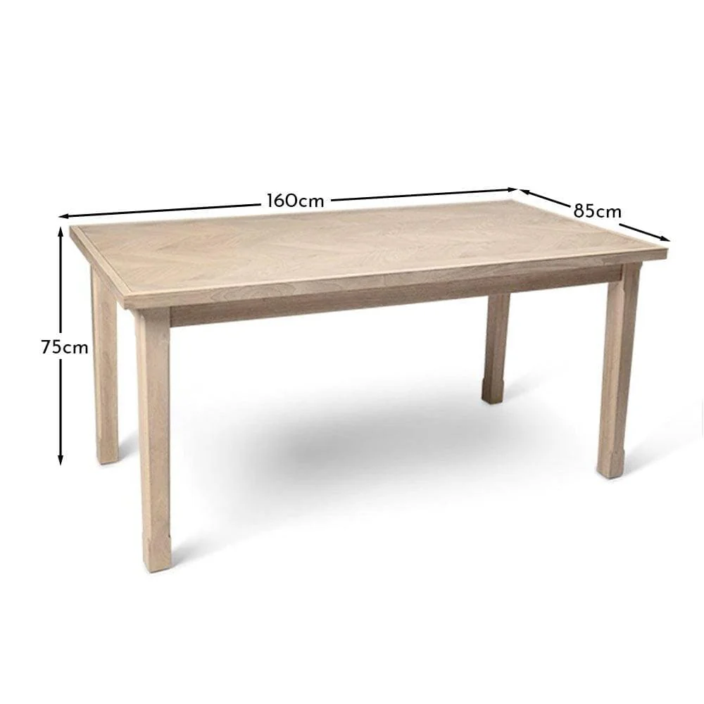 Ella Pale Oak Wood Parquet Dining Table - Image 5
