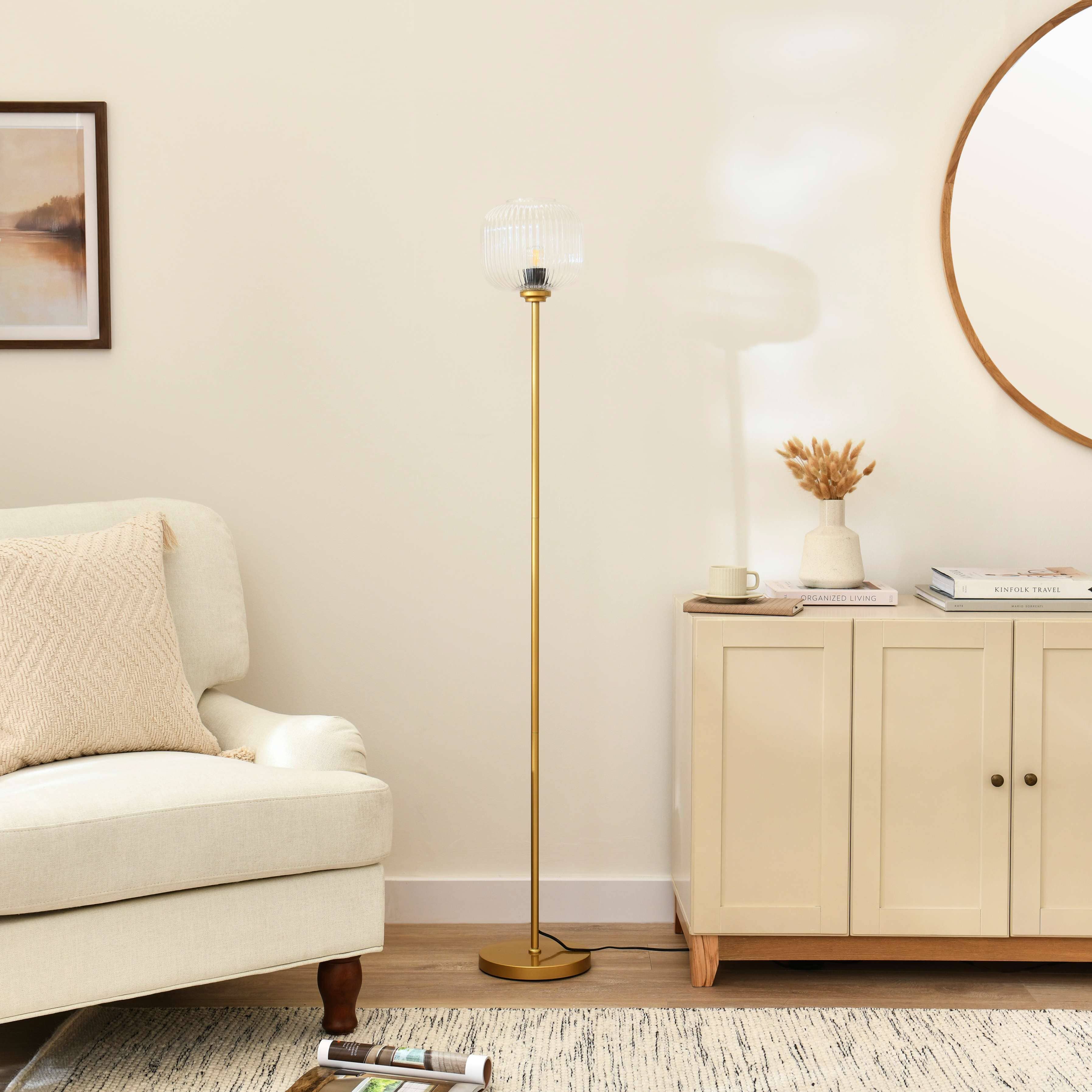 Elland 150cm Metal Floor Lamp - Clear Glass - Image 4