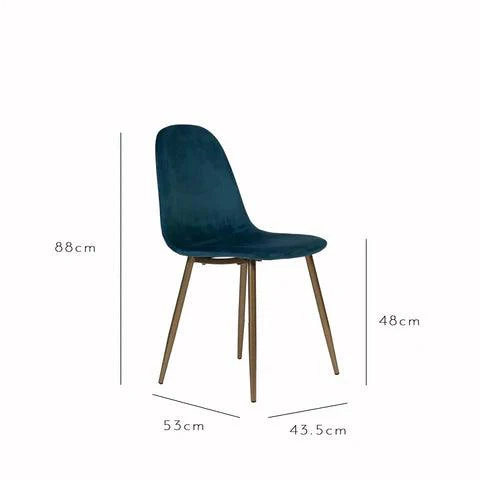 Outlet - Ellis Dining Chairs - Set of 2 - Teal & Gold - Image 8