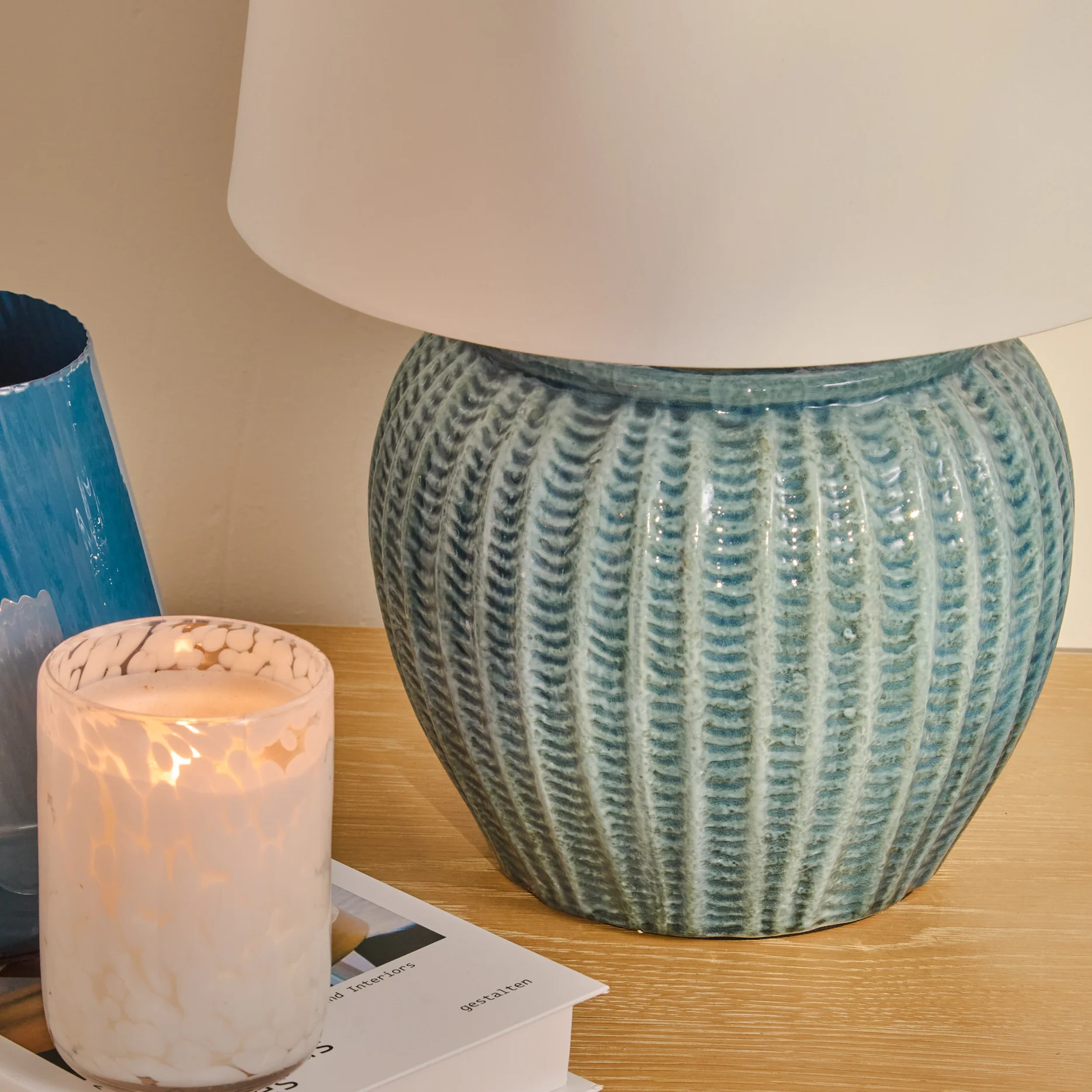Elmer 27cm Ceramic Lamp Base - Teal Blue - Image 4