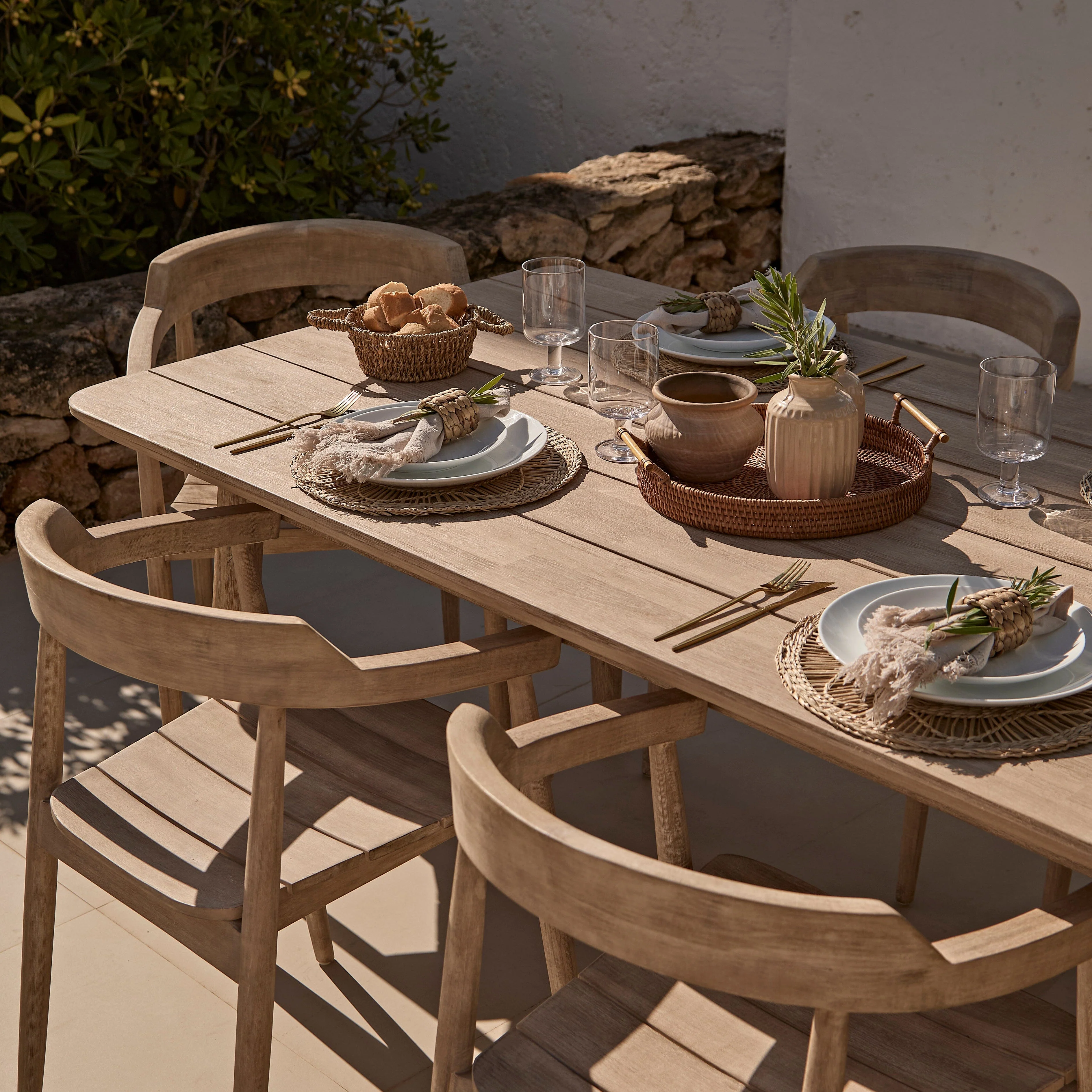 Elowen 6 Seater Wooden Garden Dining Set with Elowen Chairs - Image 3