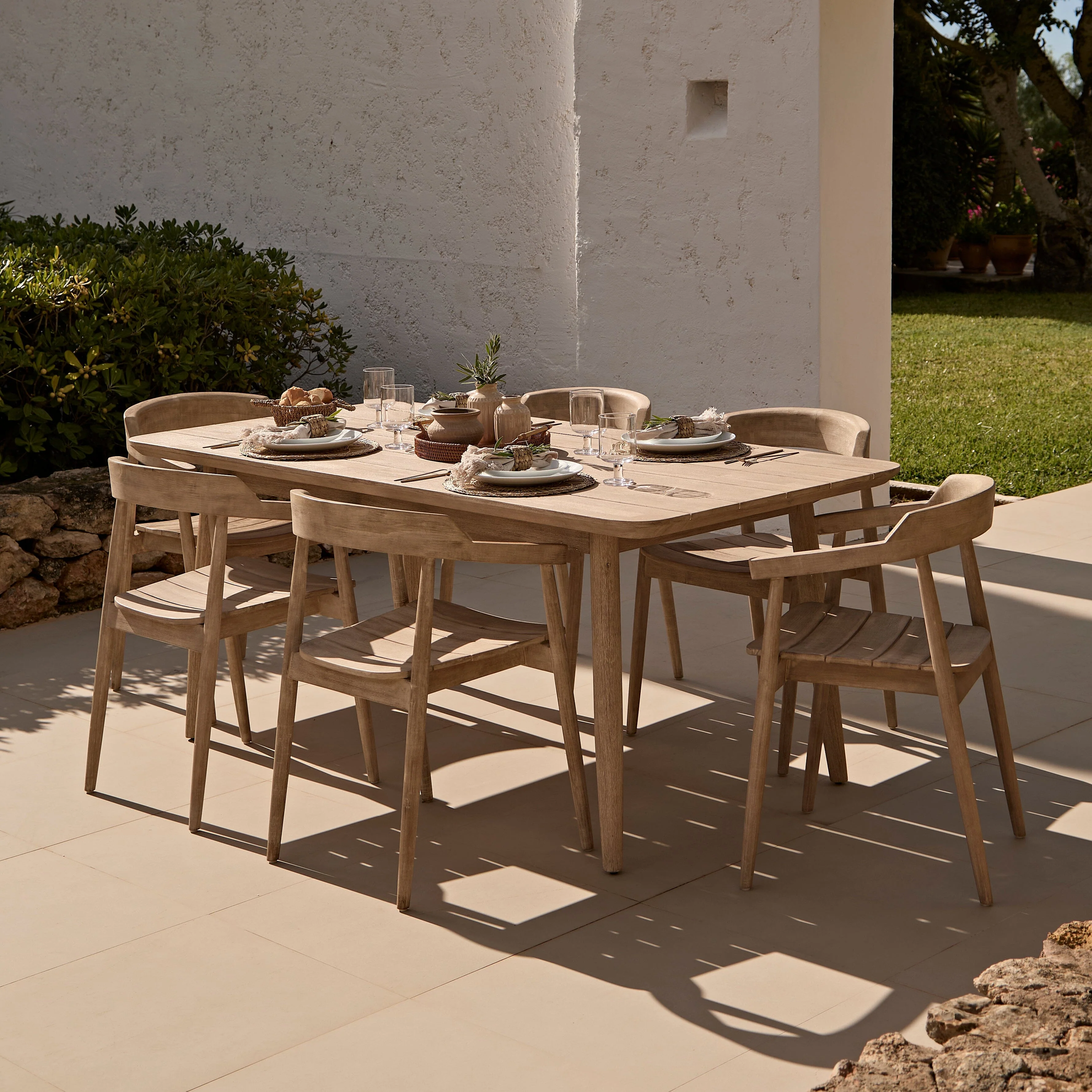 Elowen 6 Seater Wooden Garden Dining Set with Elowen Chairs - Image 6