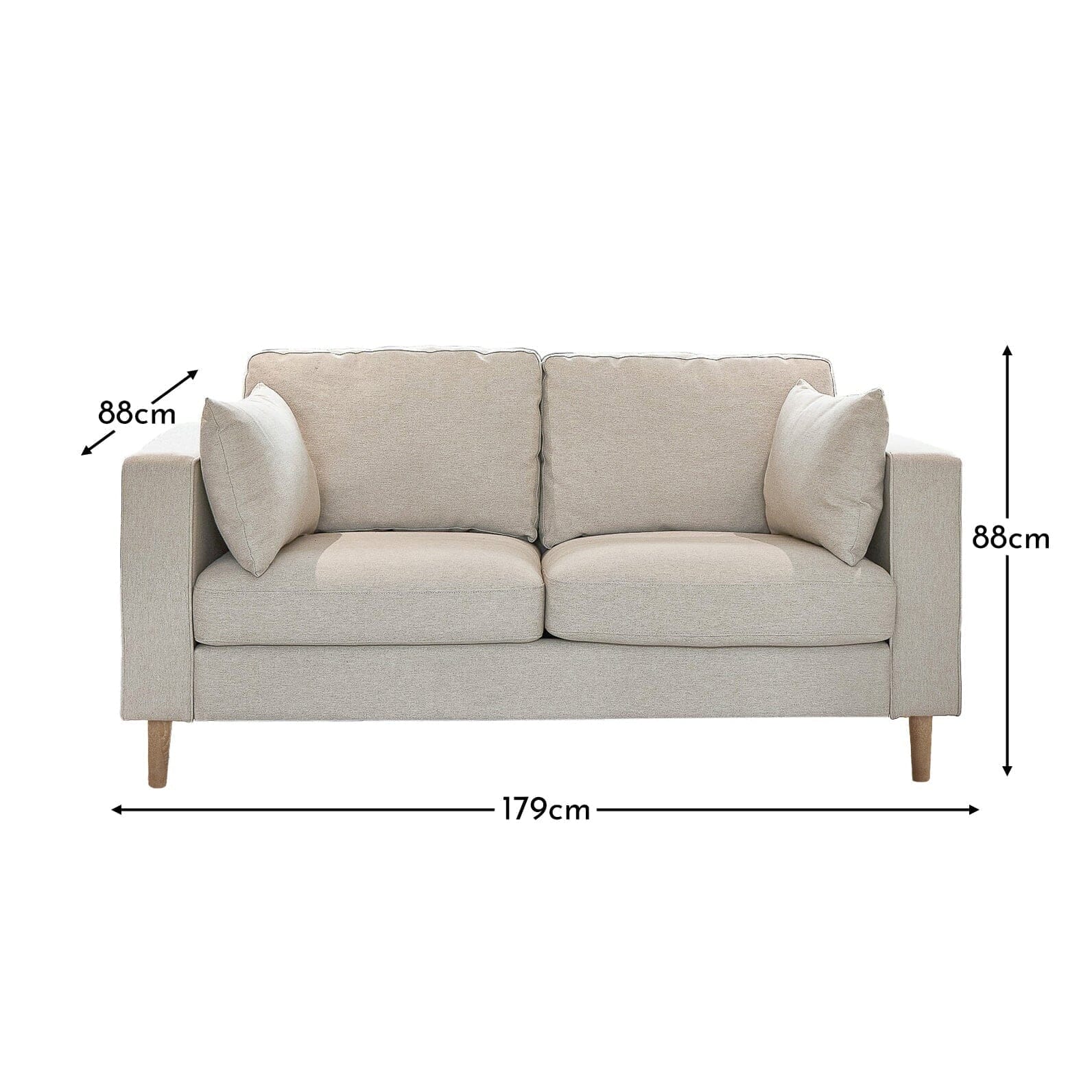 Emily 2 Seater Sofa - Sand with Whitewash Oak Legs - Image 4