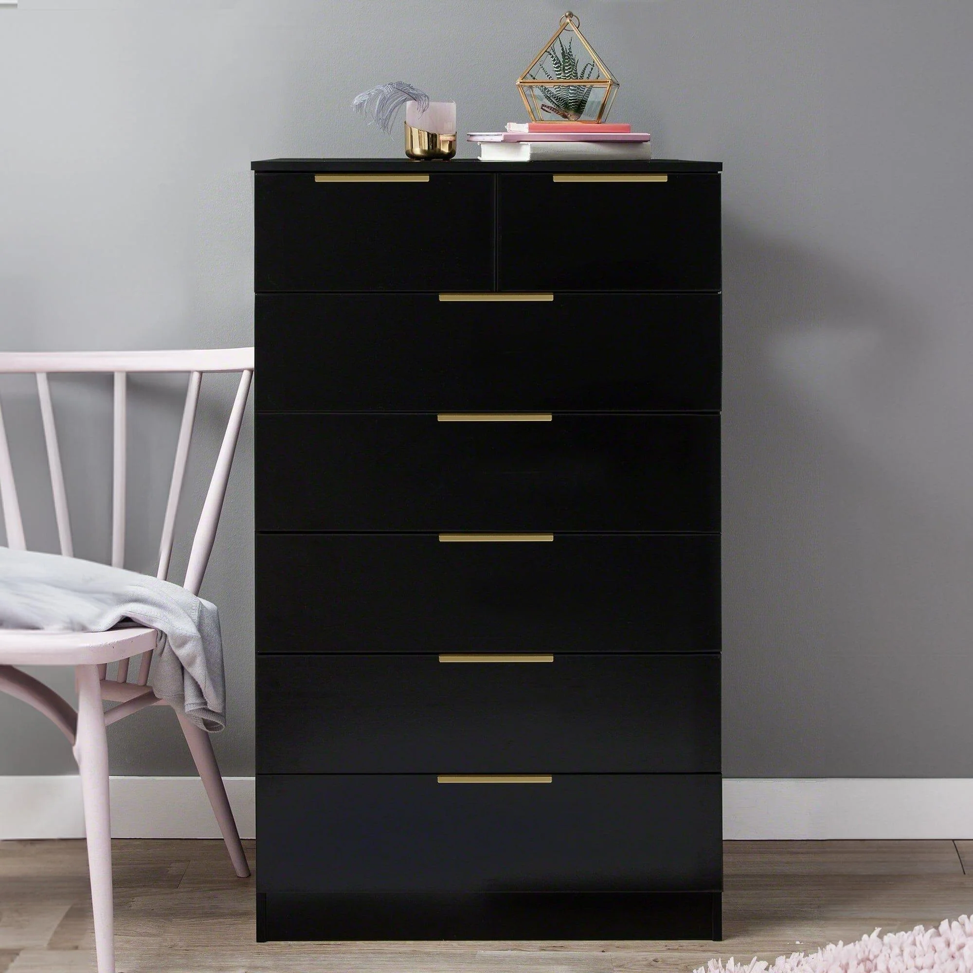 Essie Wardrobe & Drawers Bedroom Set - Pitch Black - Image 4