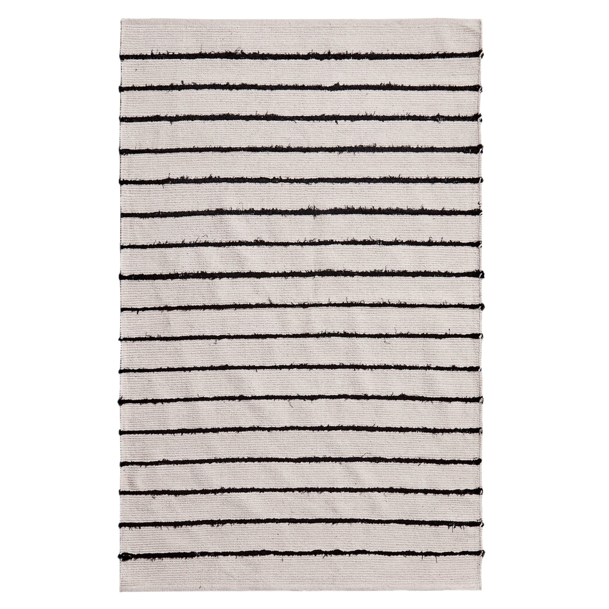 Evedon Black & Natural Striped Cotton Rug - 200 x 290cm - Image 4