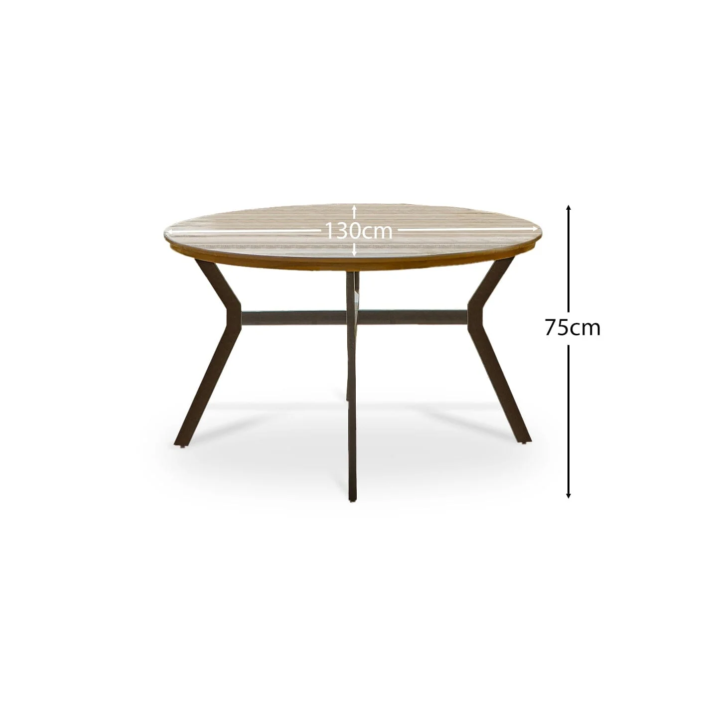 Ezra Round Wooden Garden Table - White Acacia with Black Metal Legs - Image 8