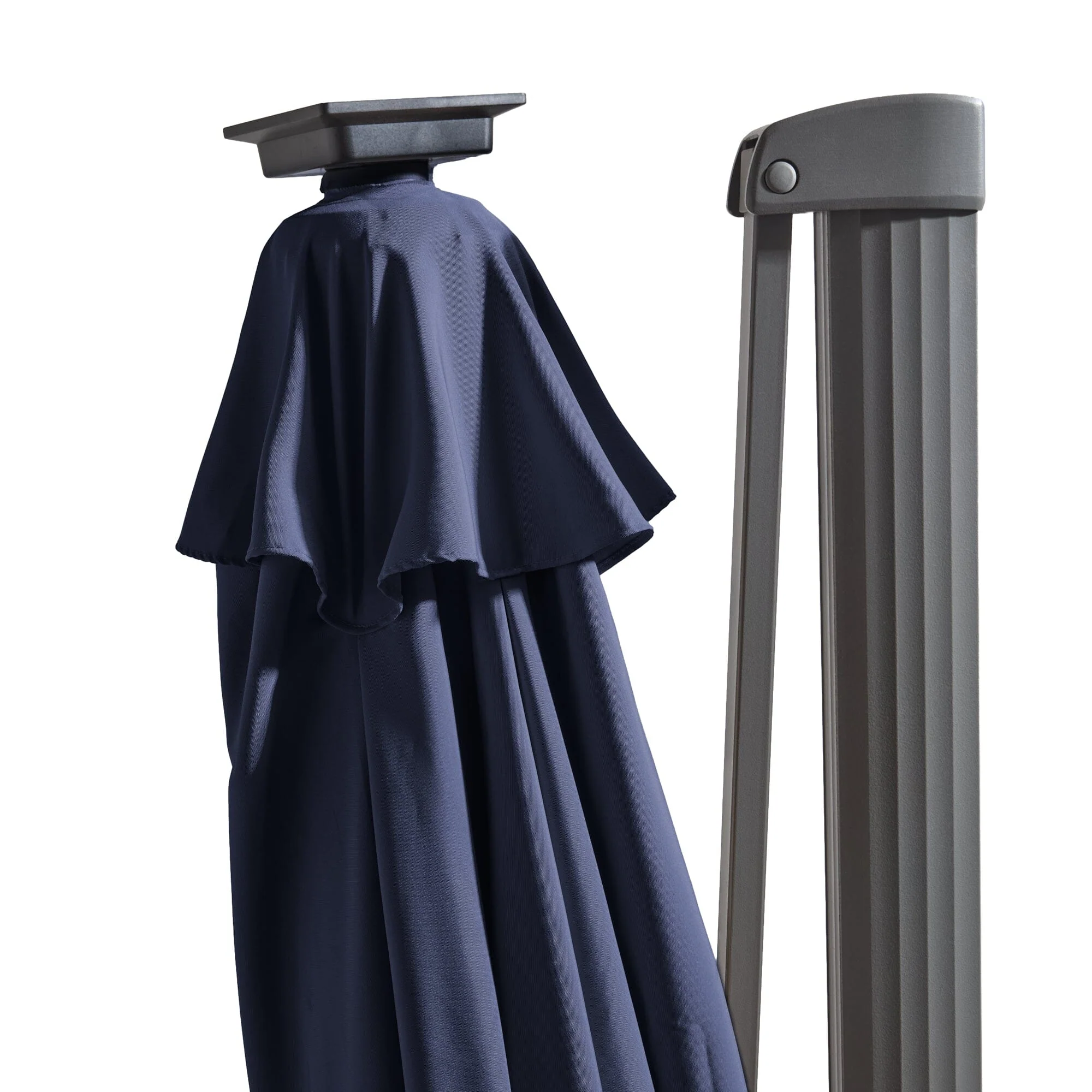 Fira Dark Blue LED Parasol - 2.5m Square Cantilever with Rain Cover - Image 5