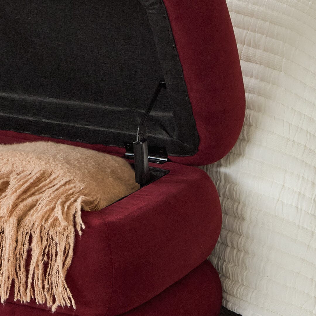 Fleur Large Storage Ottoman - Burgundy Red - Image 4