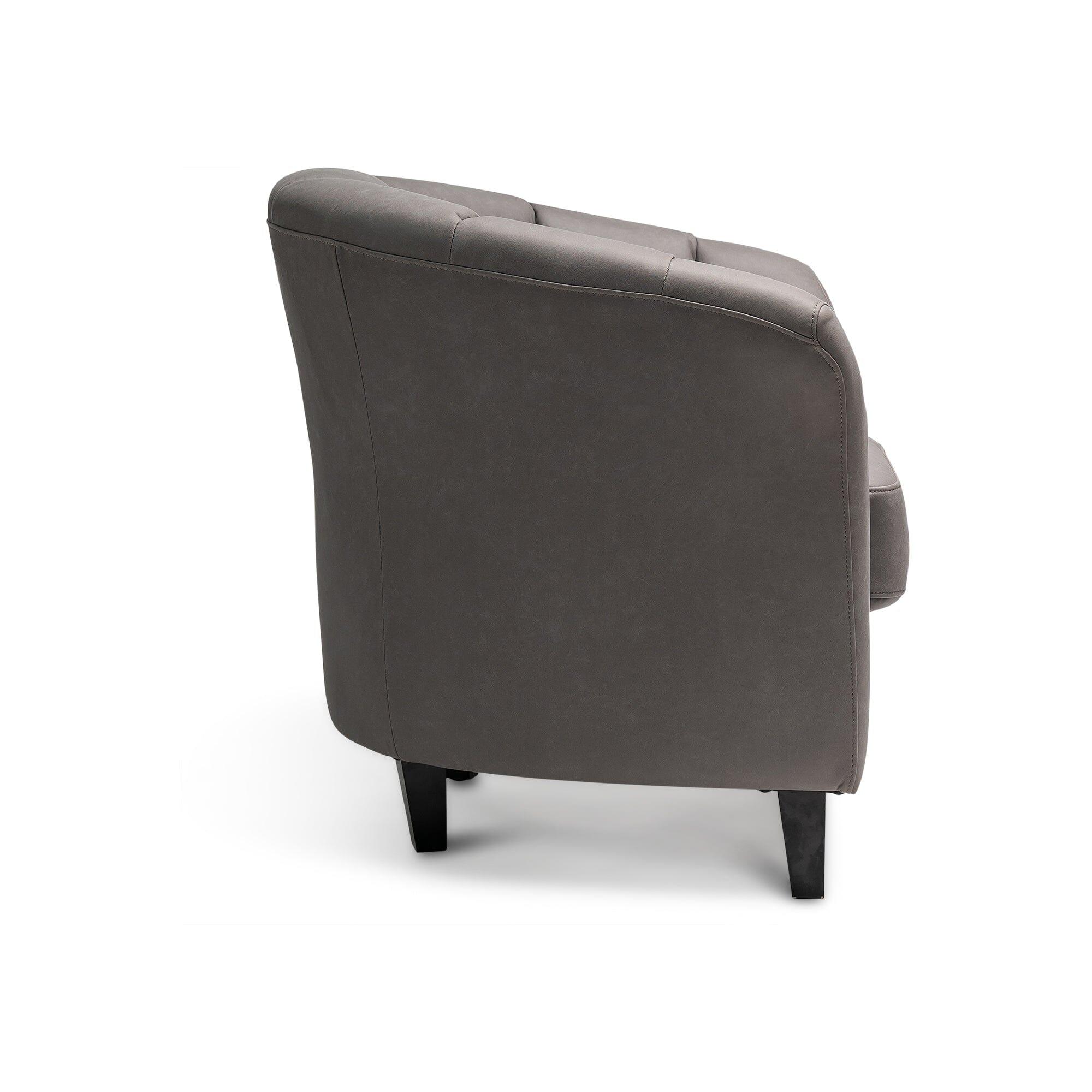 Florence Steel Grey Vegan Leather Armchair - Black Legs - Image 6