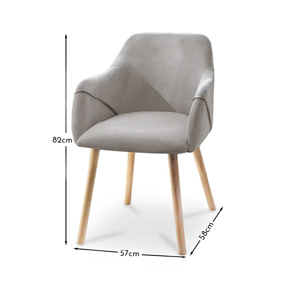 Freya Fossil Armchairs - Set of 2 - Whitewash Oak Legs - Image 4