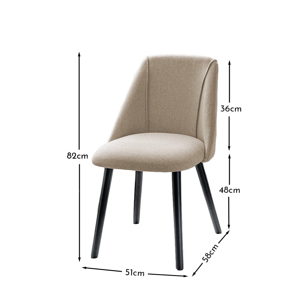 Freya Sand Dining Chairs - Set of 2 - Black Oak Legs - Image 7