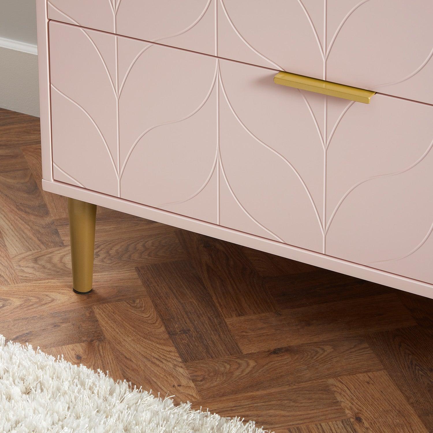 Gloria 3 Drawer Chest of Drawers - Blush Pink & Brass Effect - Image 3
