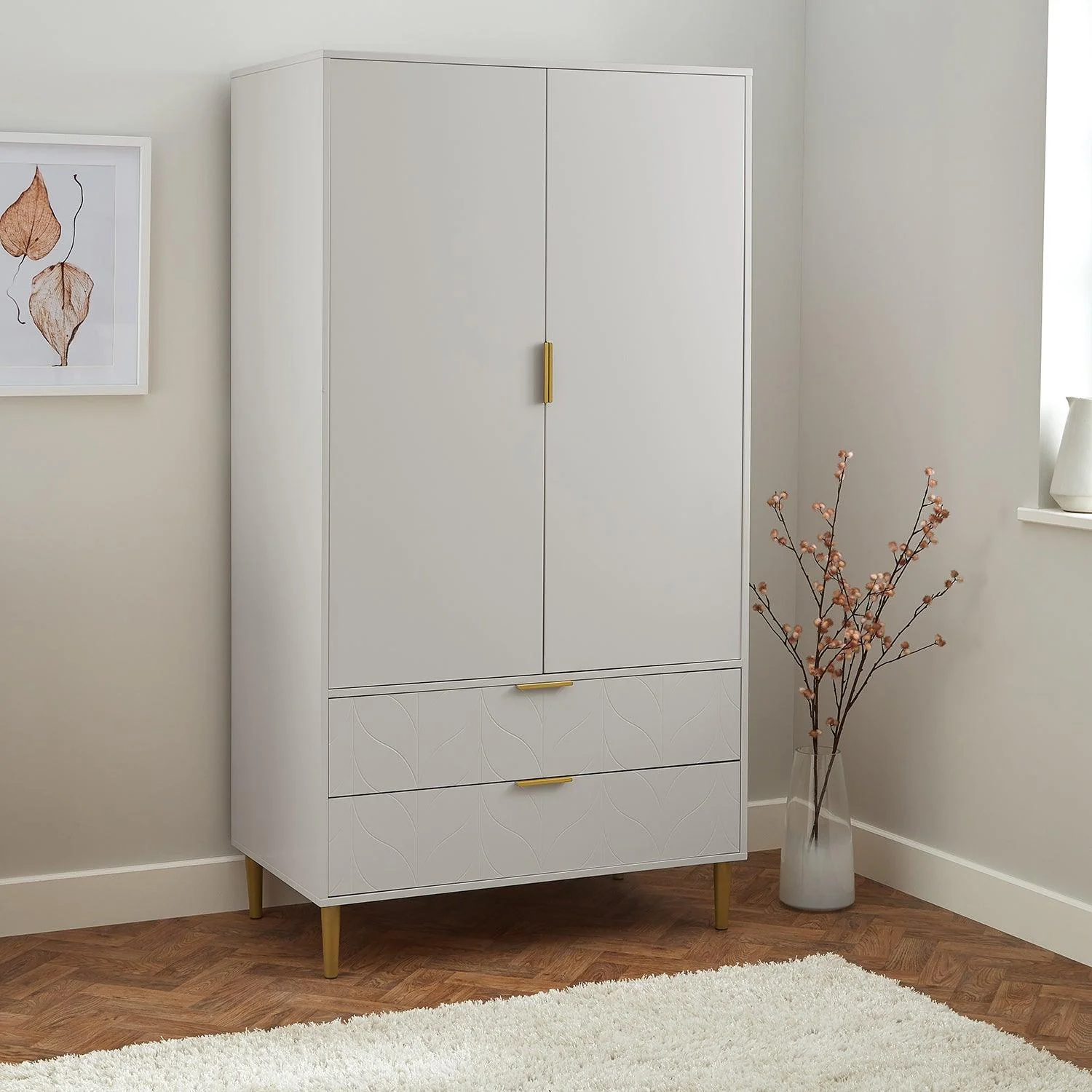 Gloria 3 Piece Bedroom Furniture Set - 4 Over 4 Chest of Drawers - Grey - Image 12