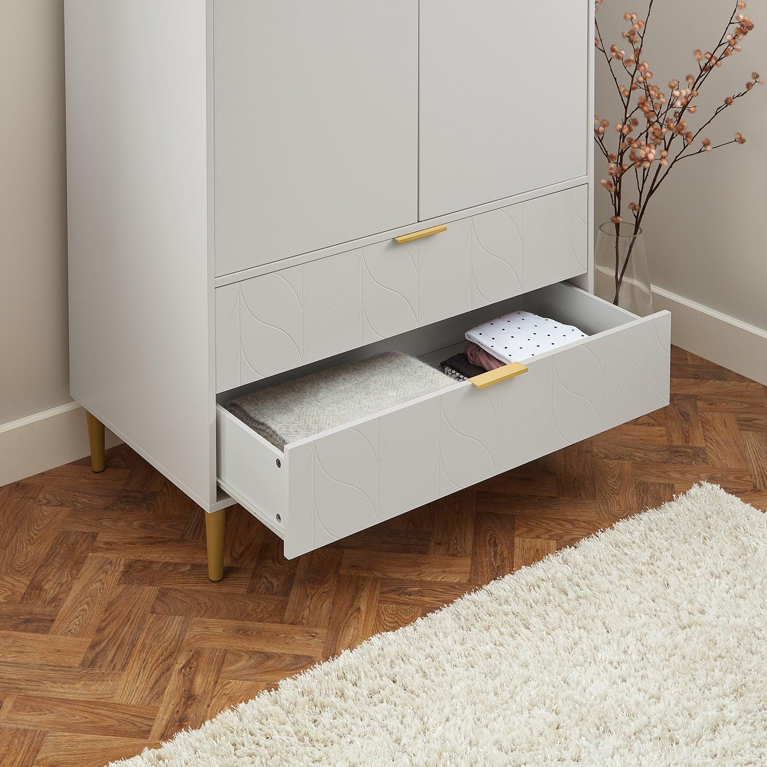 Gloria 4 Piece Bedroom Furniture Set - 3 Drawer Chest of Drawers - Grey - Image 9