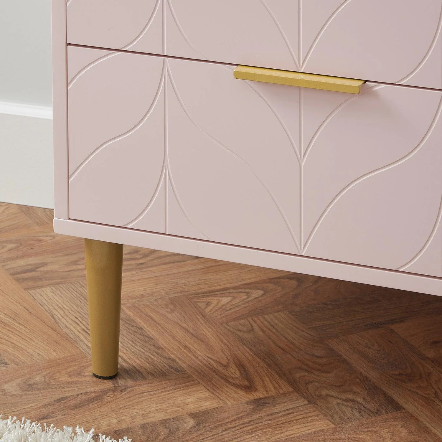 Gloria Bedside Table - Blush Pink & Brass Effect - Image 3