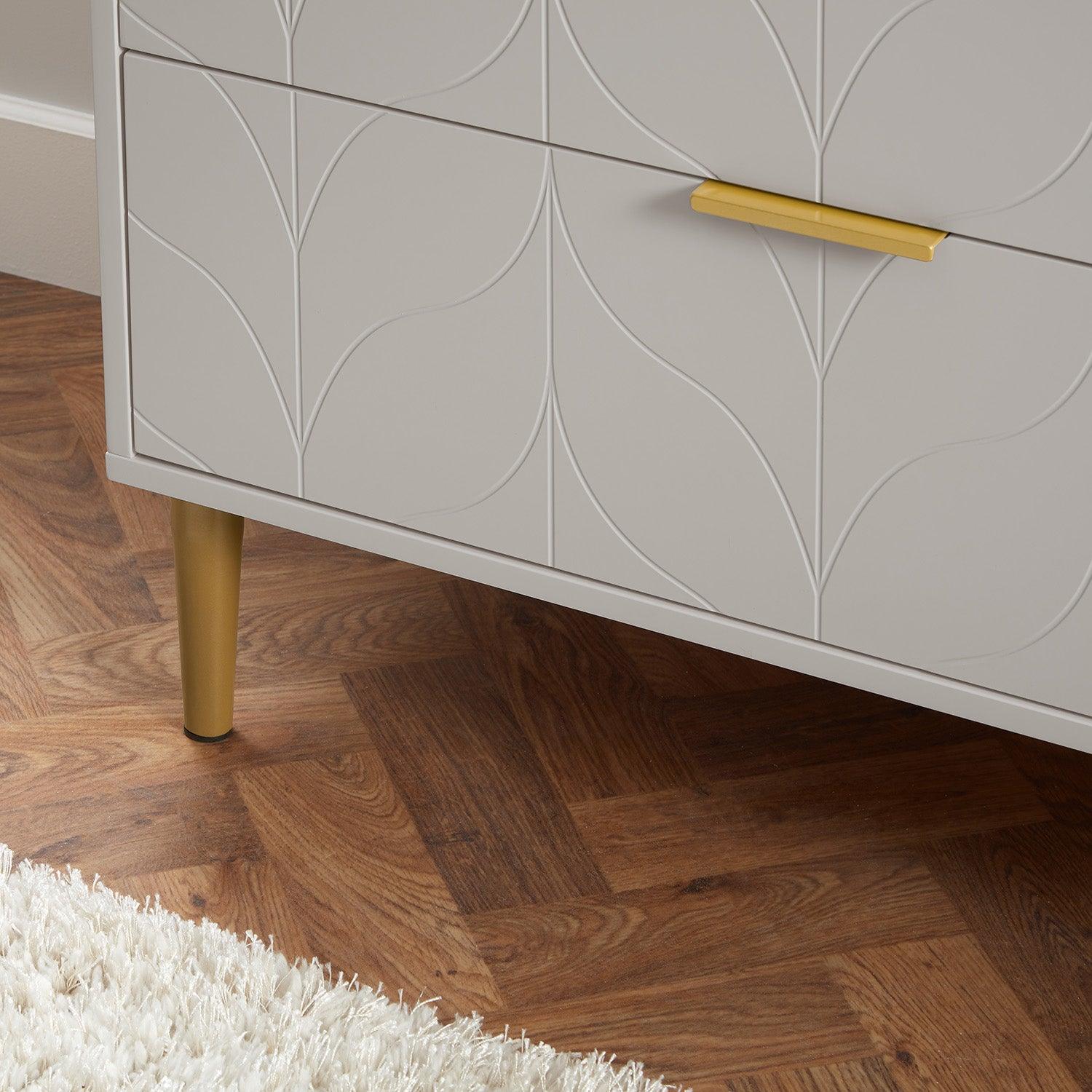 Gloria 3 Drawer Chest of Drawers- Grey & Brass Effect - Image 3