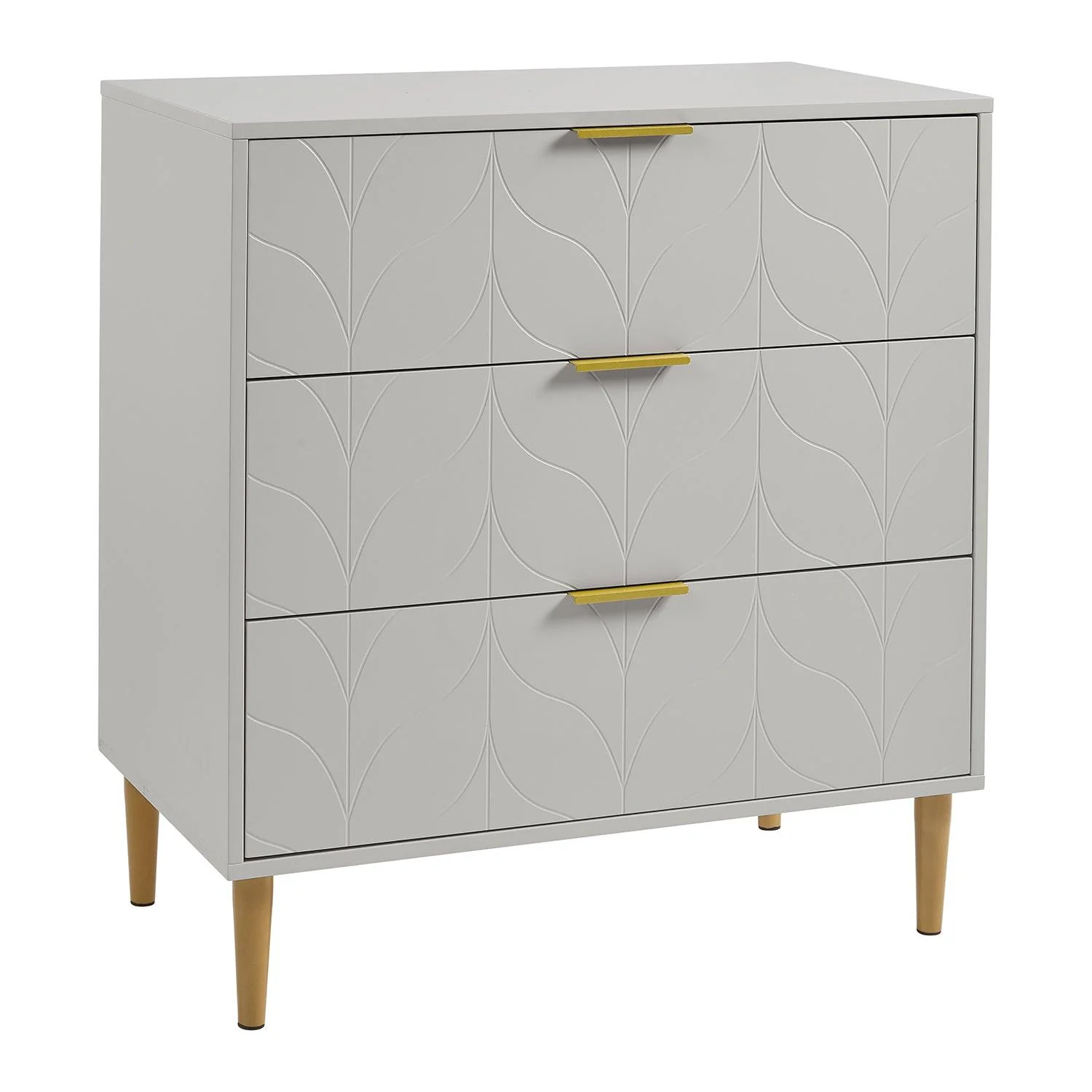 Gloria 3 Drawer Chest of Drawers- Grey & Brass Effect - Image 5