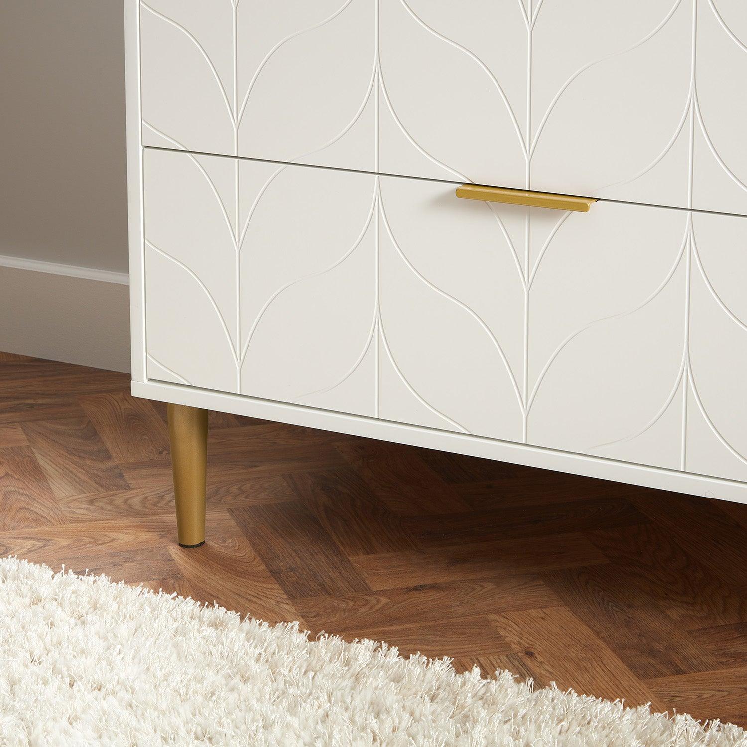 Gloria 3 Drawer Chest of Drawers - White & Brass Effect - Image 3