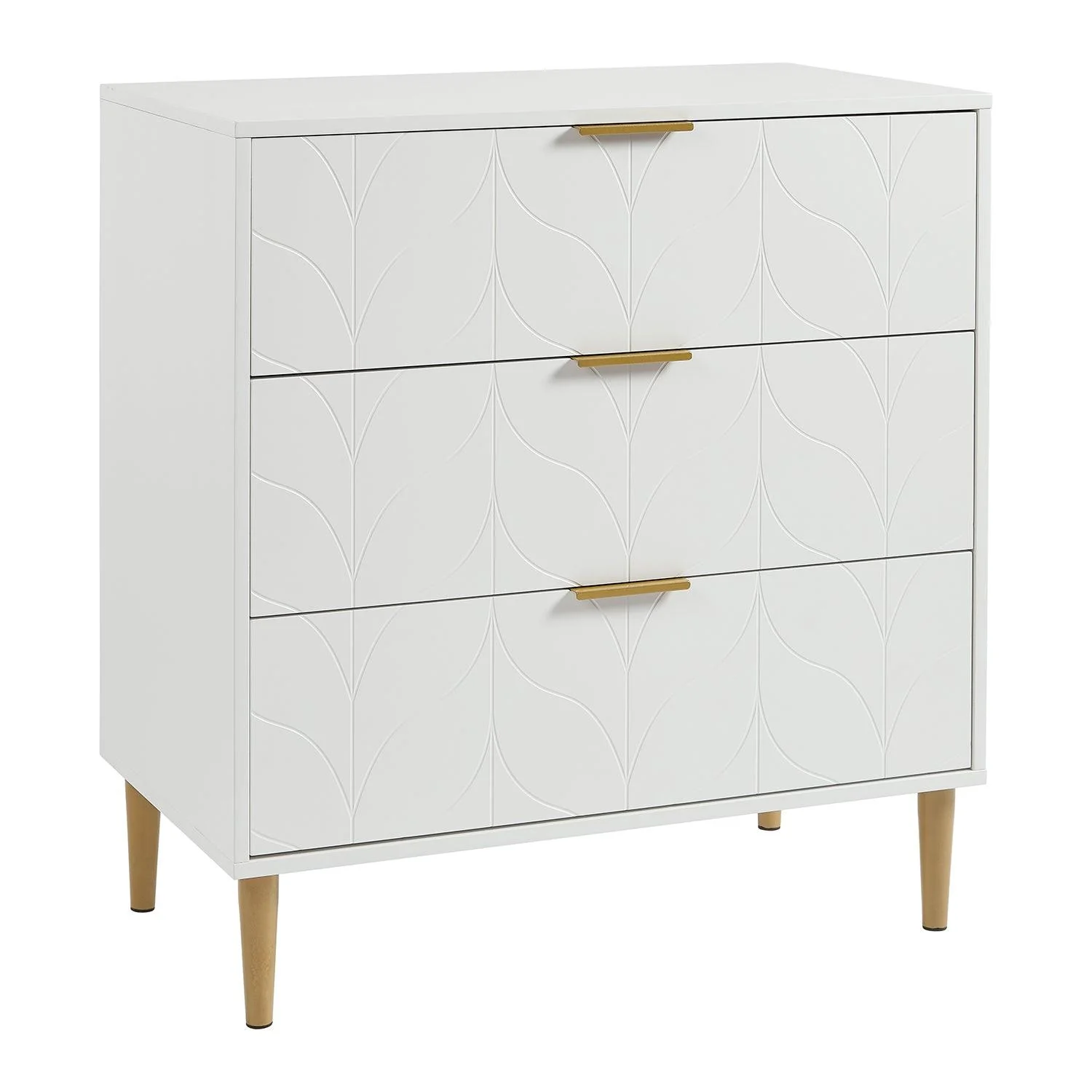 Gloria 3 Drawer Chest of Drawers - White & Brass Effect - Image 5