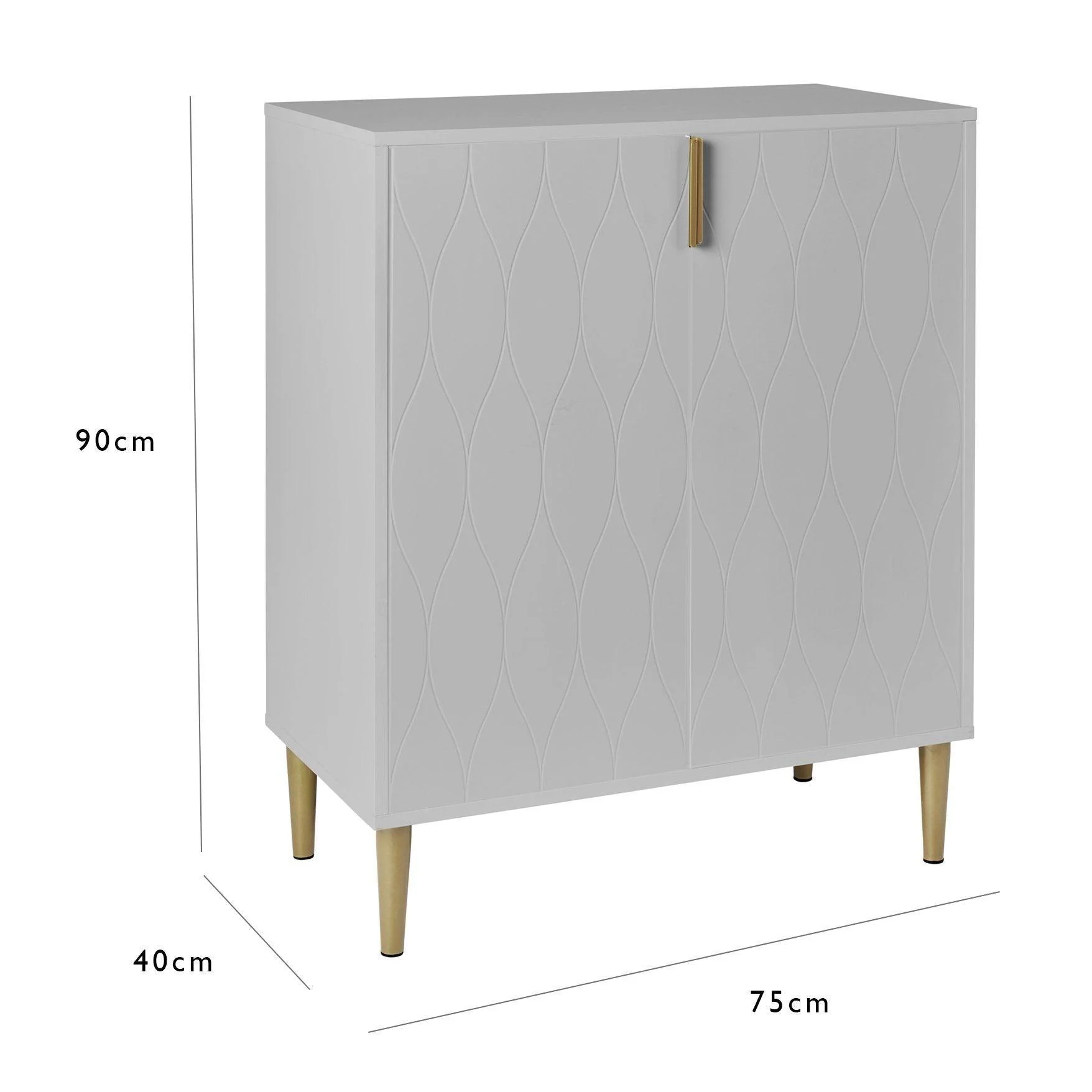 Gloria 2 Door Small Sideboard - Grey & Brass Legs - Image 5