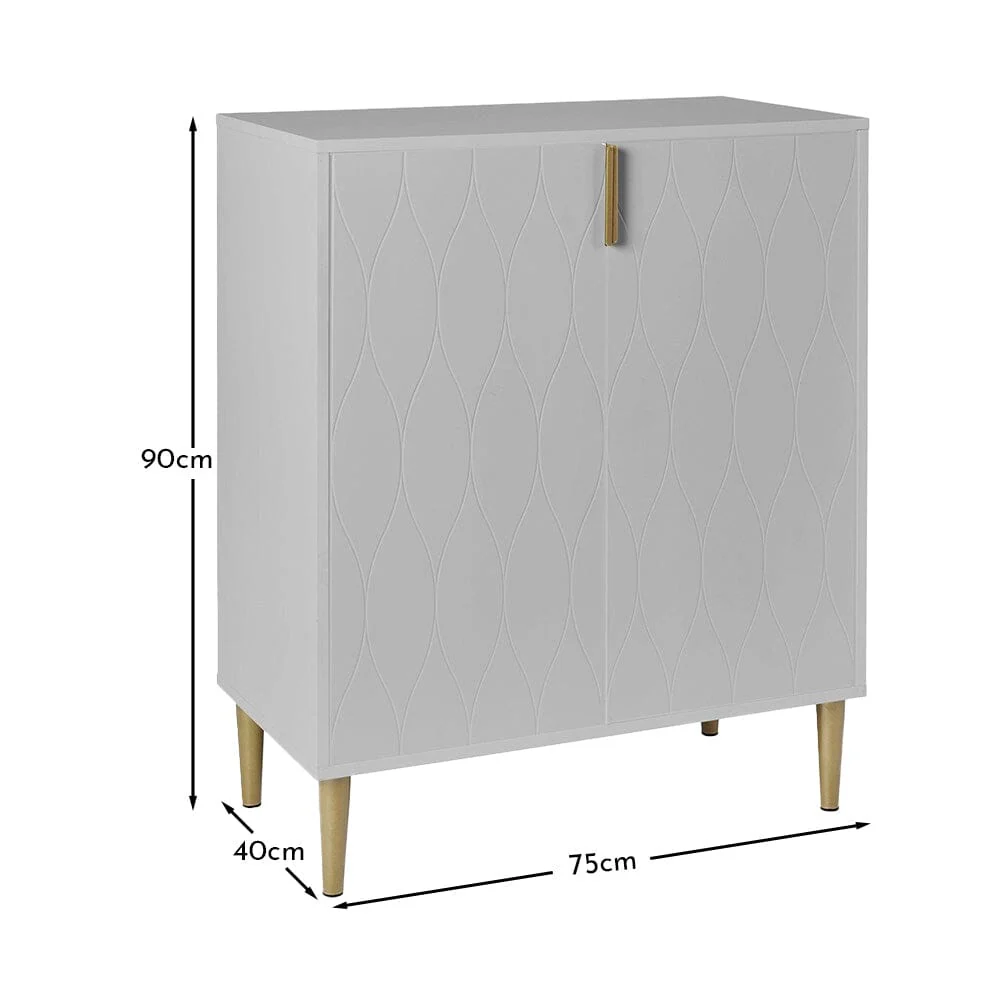 Gloria 2 Door Small Sideboard - Grey & Brass Legs - Image 6