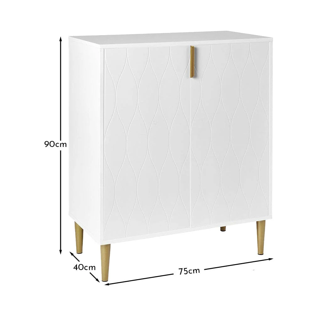 Gloria 2 Door Small Sideboard - White & Brass Legs - Image 5