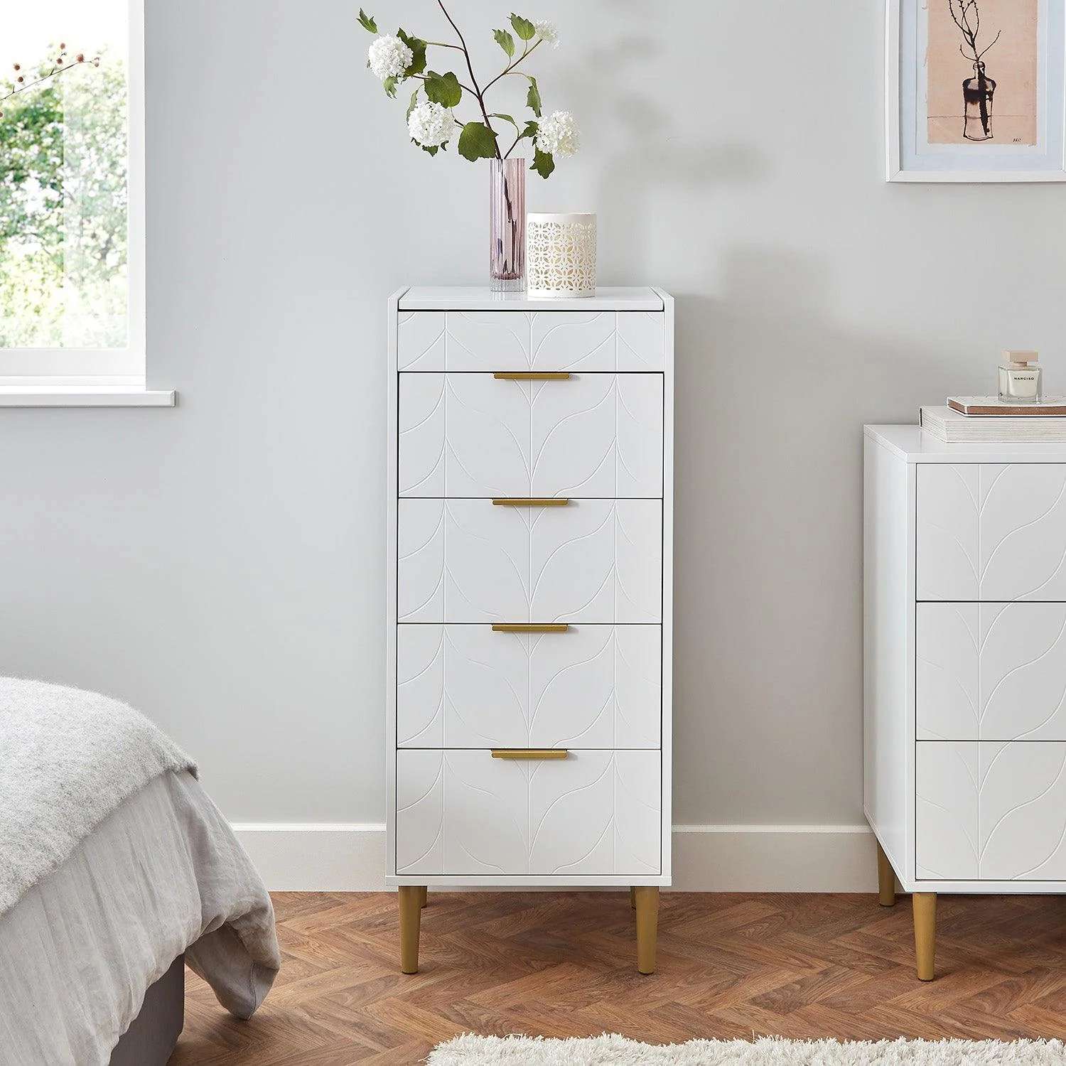 Gloria Wardrobe & Drawers Set - 3 Drawer Chest of Drawers - White - Image 13