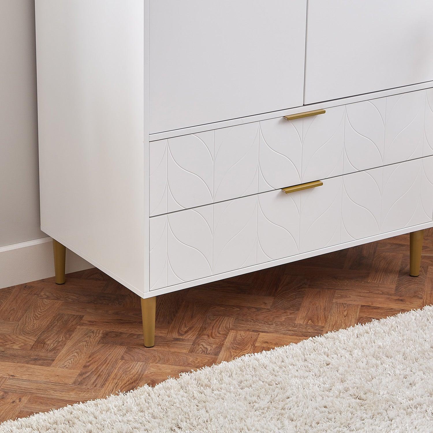Gloria Wardrobe & Drawers Set - 3 Drawer Chest of Drawers - White - Image 16