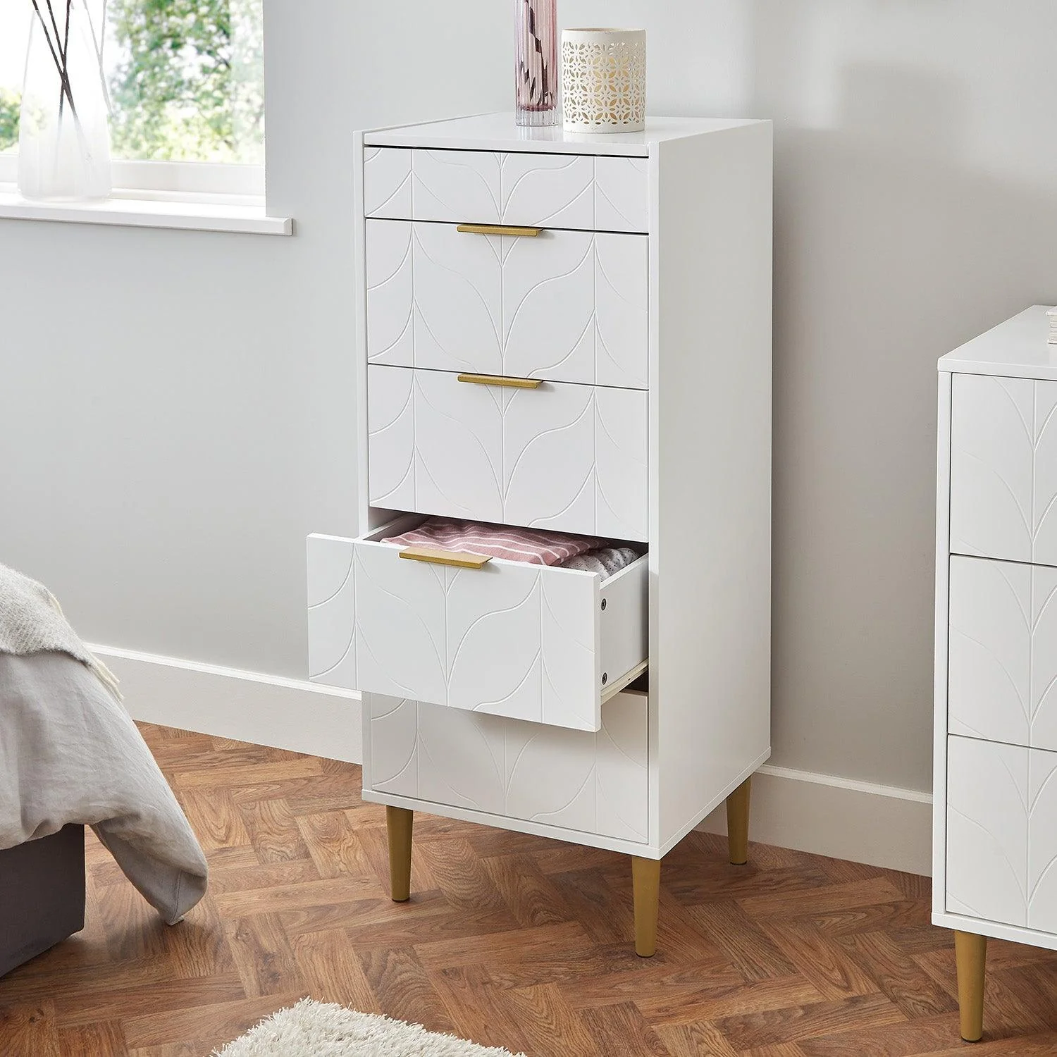 Gloria Wardrobe & Drawers Set - 4 Over 4 Chest of Drawers - White - Image 17