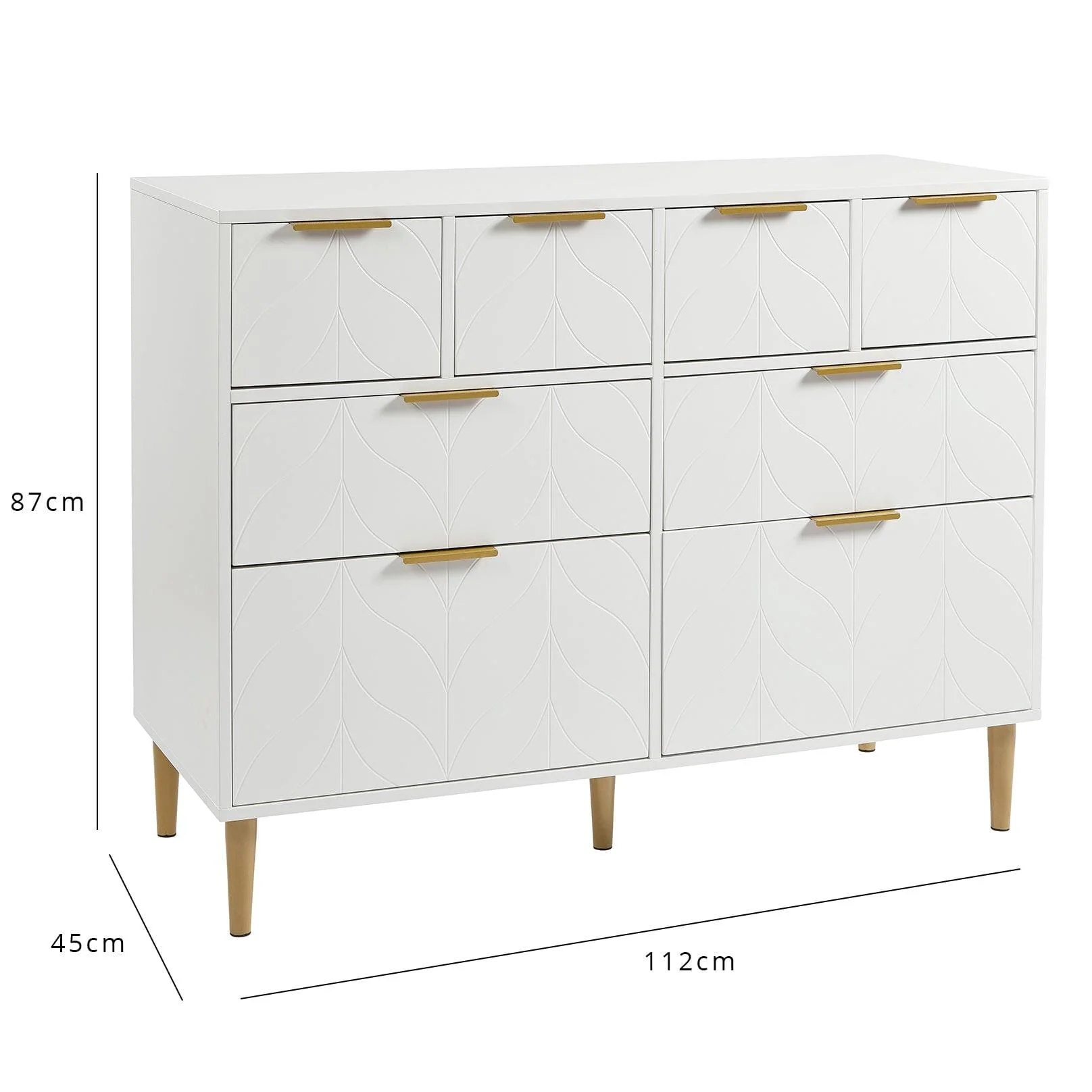 Gloria Wardrobe & Drawers Set - 4 Over 4 Chest of Drawers - White - Image 24
