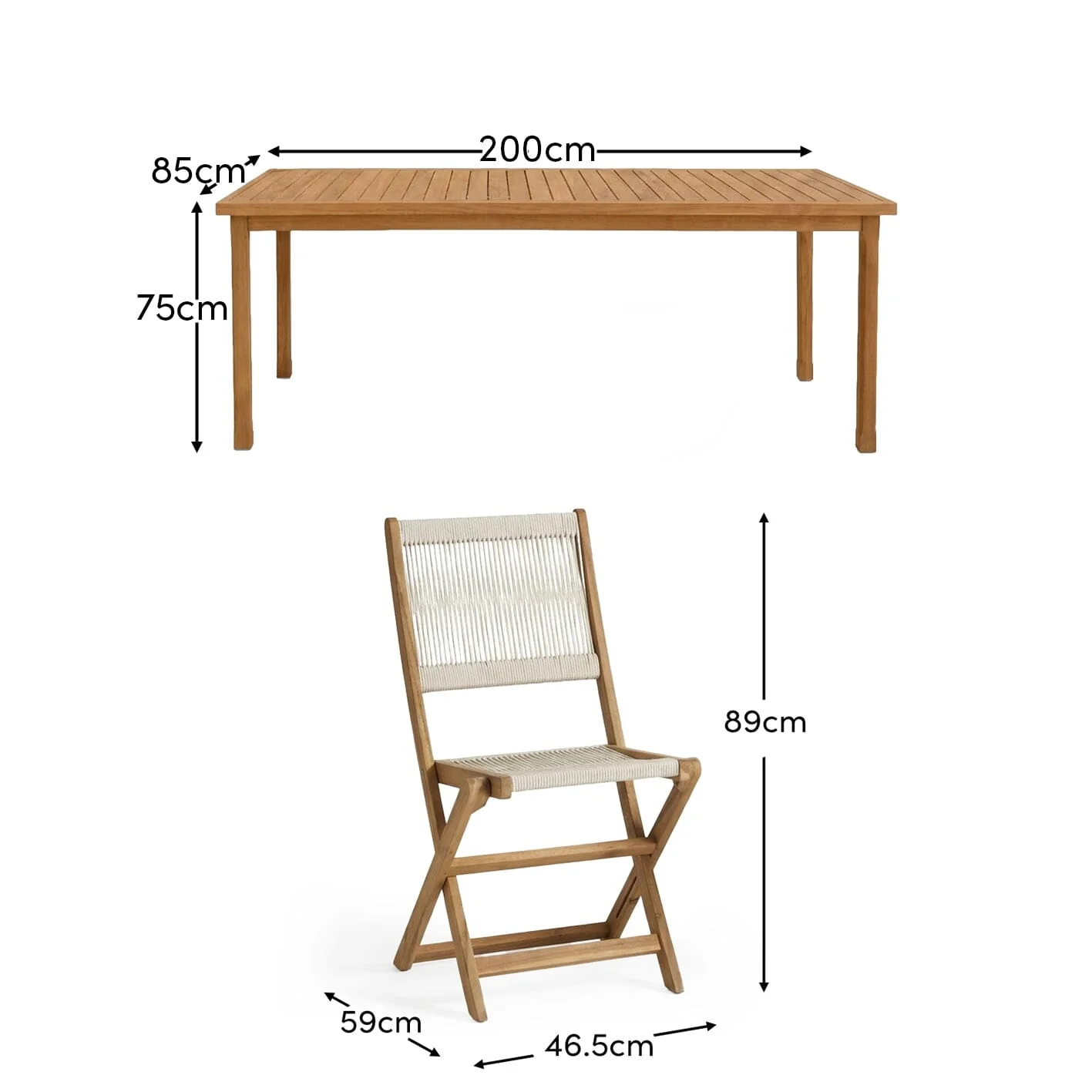 Harlyn 6 Seater Wooden Garden Dining Set with Cove Beige Chairs - 200cm - Image 11