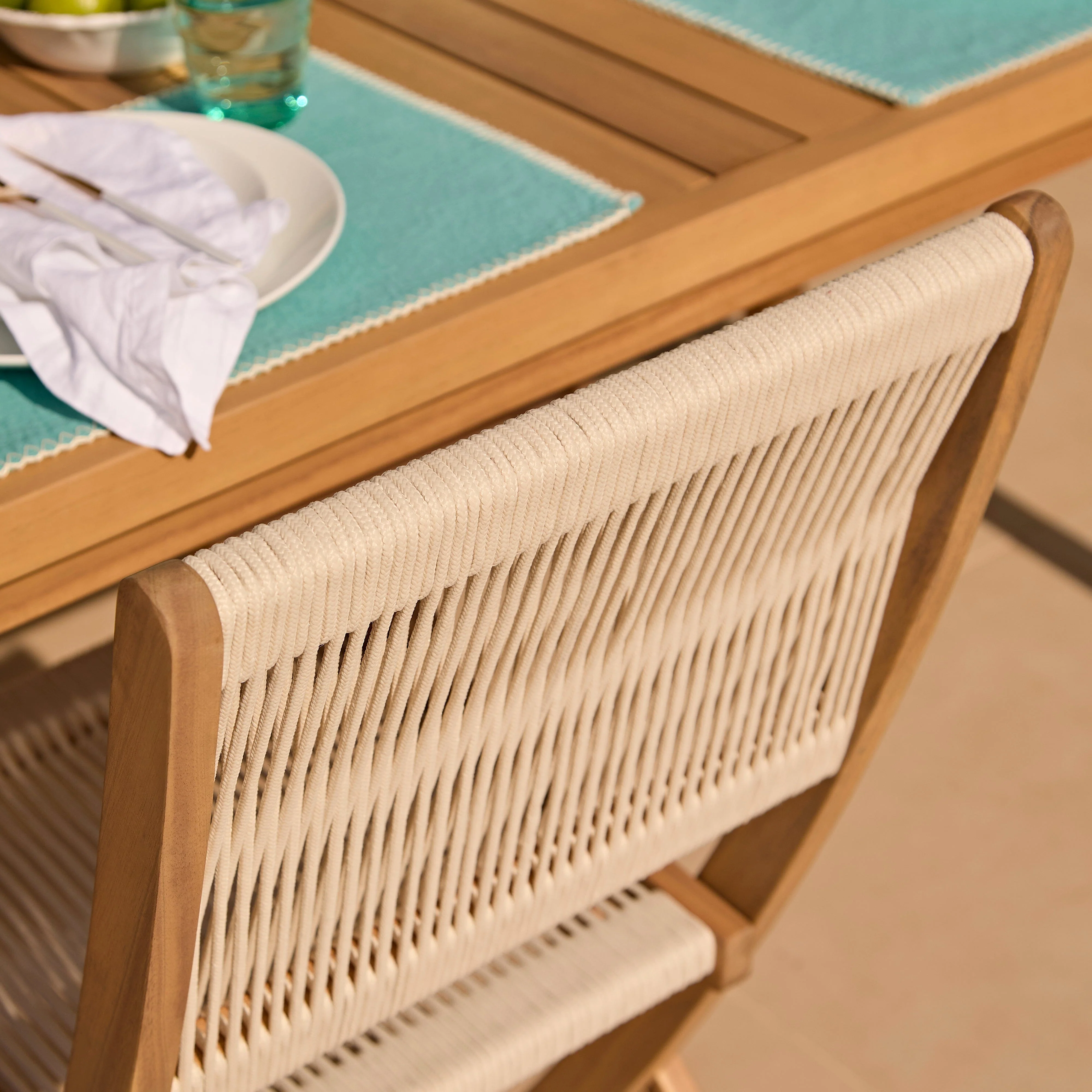 Harlyn 6 Seater Wooden Garden Dining Set with Cove Beige Chairs - 200cm - Image 5
