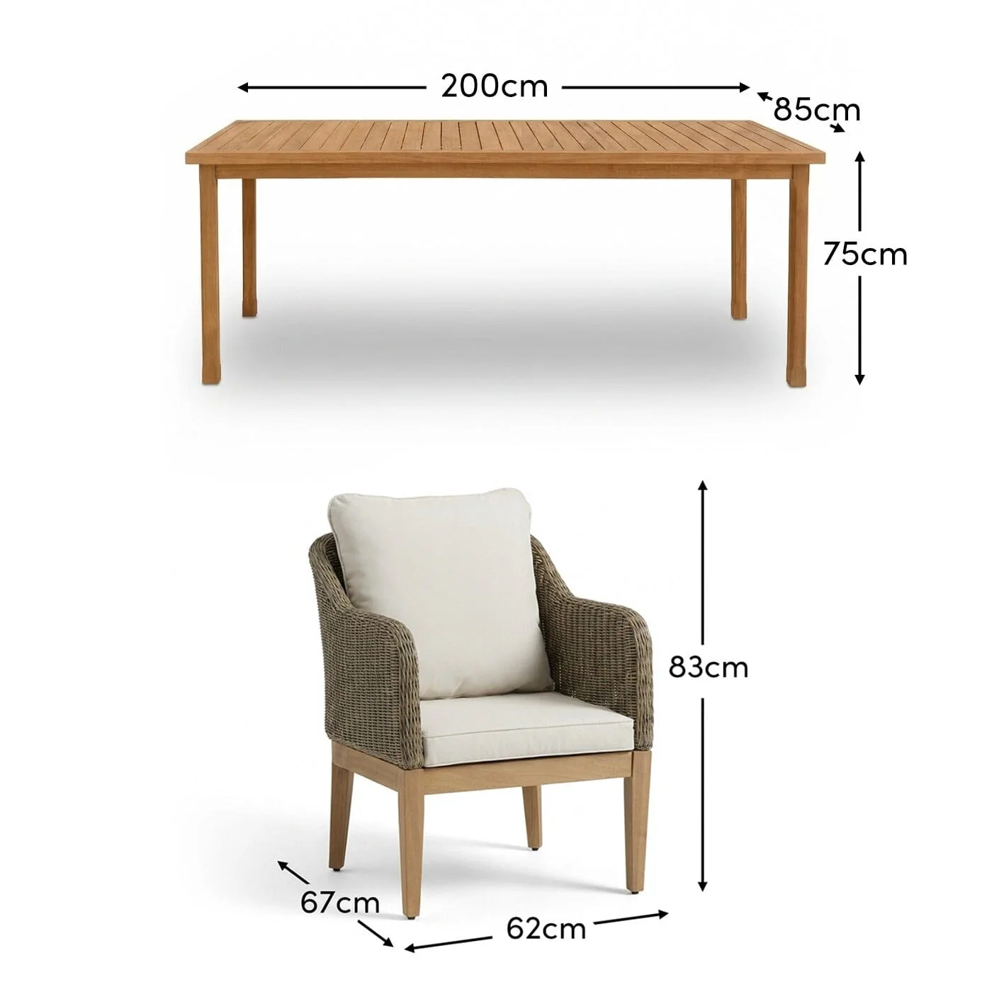 Harlyn 6 Seater Wooden Garden Dining Set with Harlyn Chairs - 200cm - Image 12