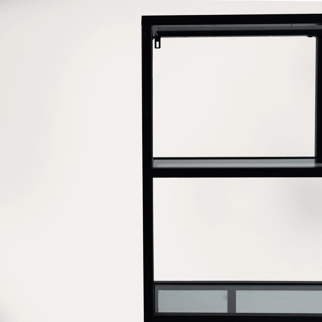 Harris Glass and Black Metal Tall Bookcase - Image 5