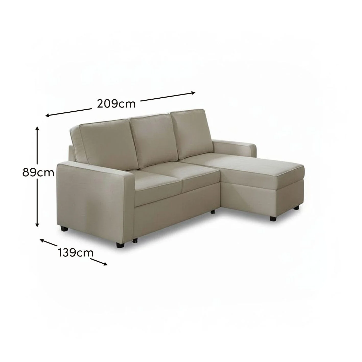 Hugo Corner Sofa Bed with Storage - White - Image 10