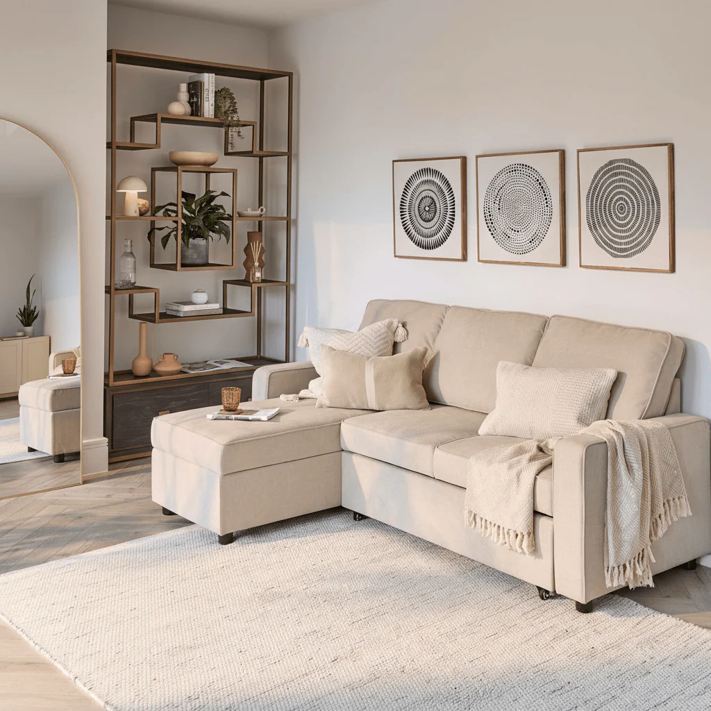 Hugo Corner Sofa Bed with Storage - Taupe - Image 6