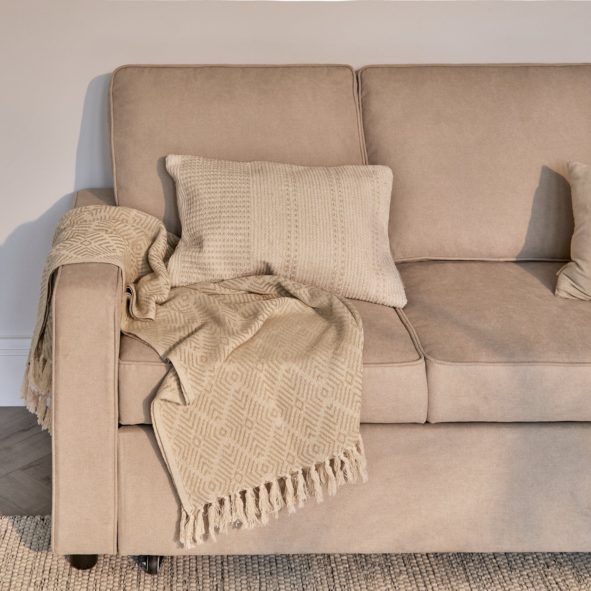 Outlet - Hugo Pull-Out Corner Sofa Bed - Warm Taupe - Image 13