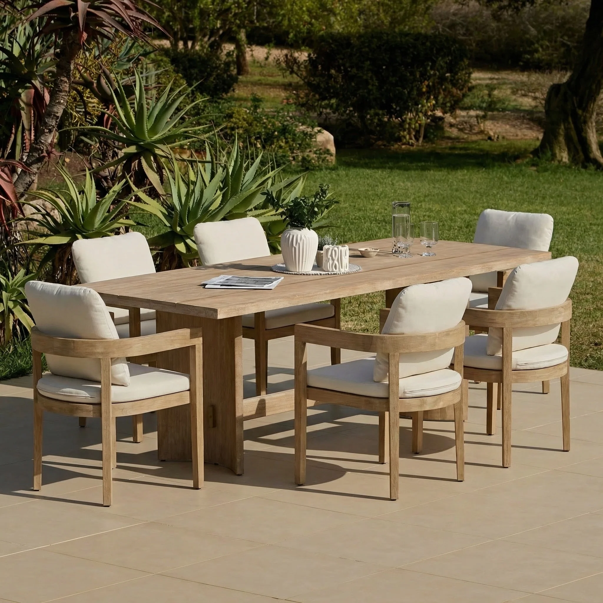Imani 6 Seater Wooden Garden Dining Set with Imani Dining Chairs - 190cm