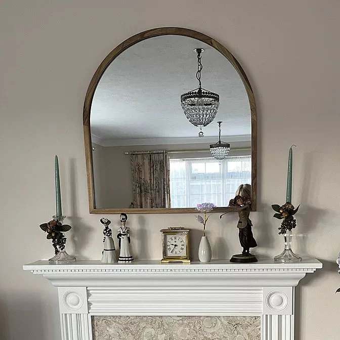 Ingham 70x70cm Wooden Arch Mirror - Natural - Image 3