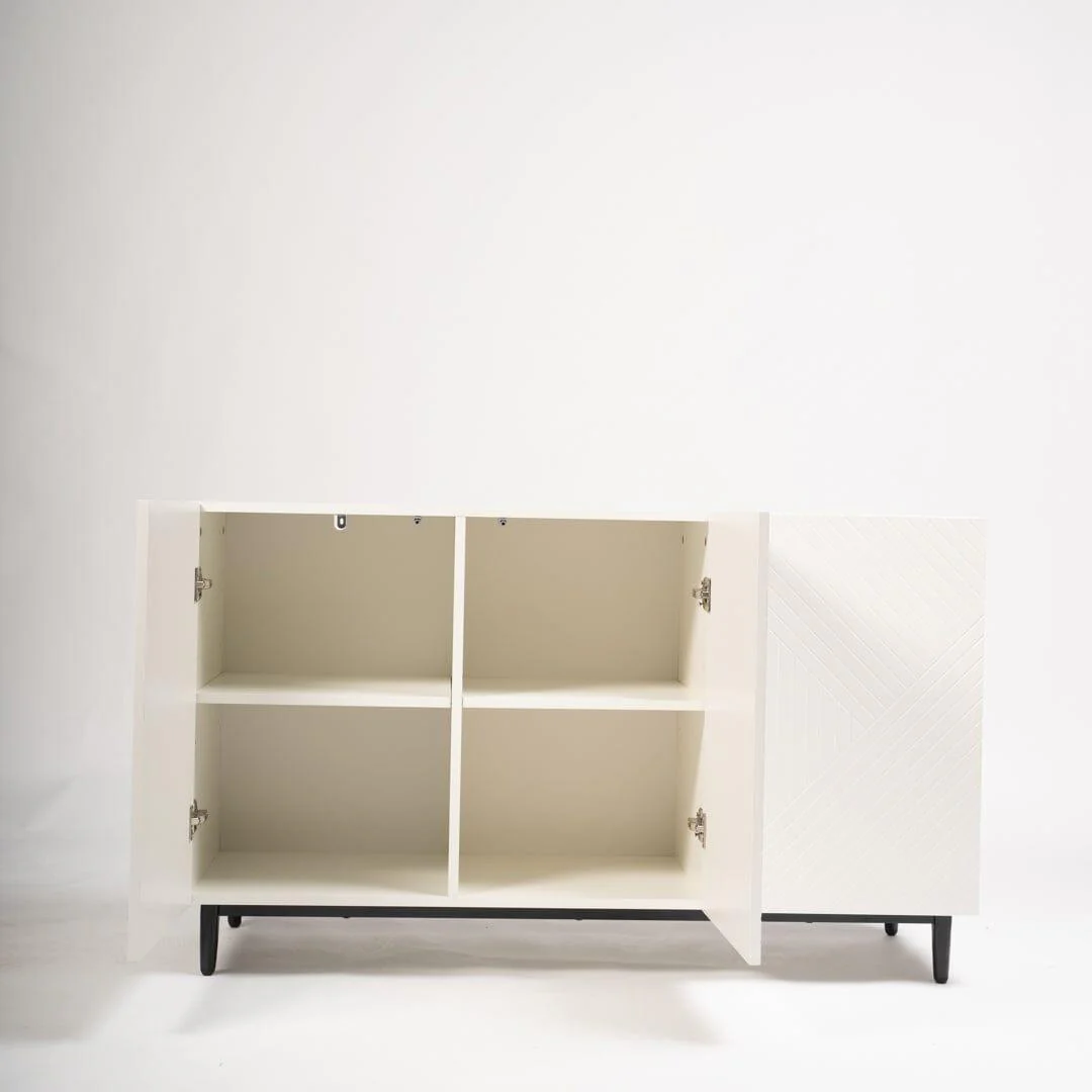 Jack 3 Door Large Sideboard - Geometric White - Image 8
